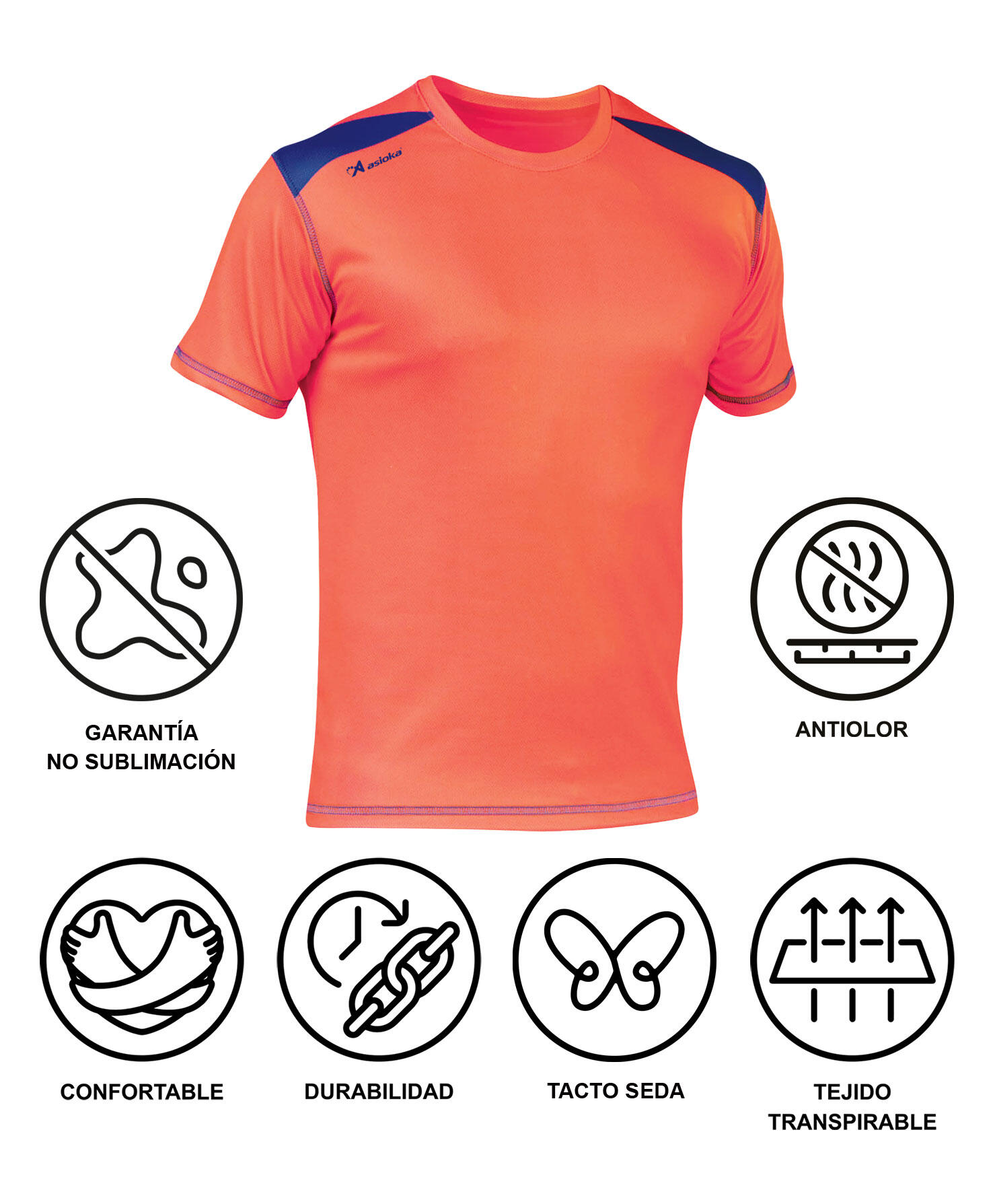 Camisola de corrida de manga curta para homem Asioka Volga Laranja.Respirável 7/7