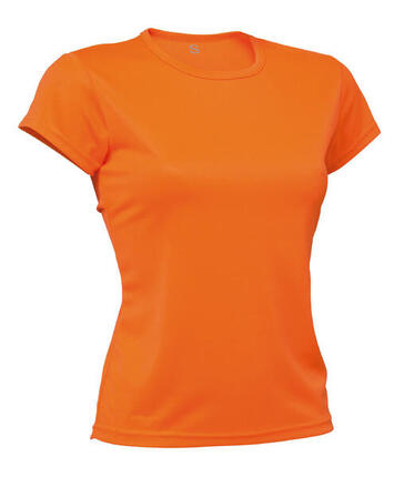 Camiseta Running Manga Corta Mujer Asioka PO Amarillo Flúor.Transpirable