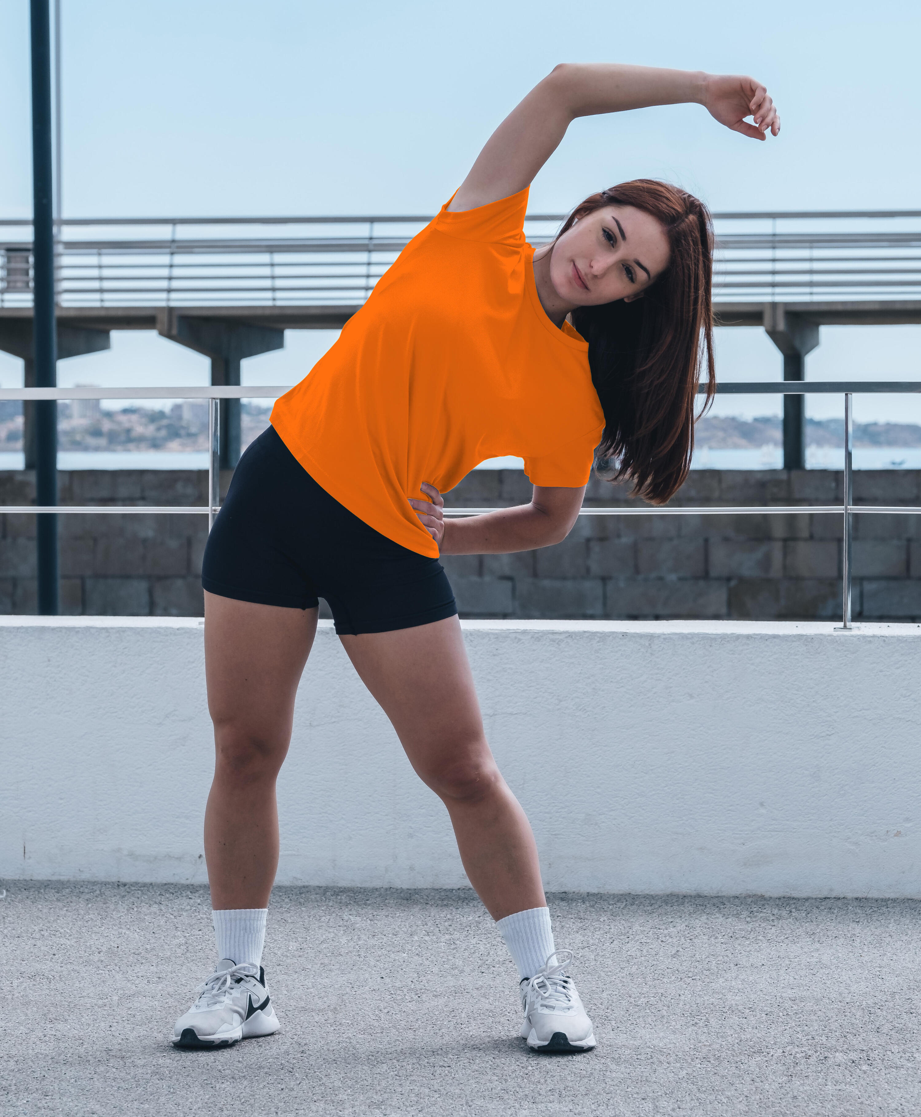 Camiseta Running Manga Corta para Niña Asioka PO Naranja.Transpirable 3/7