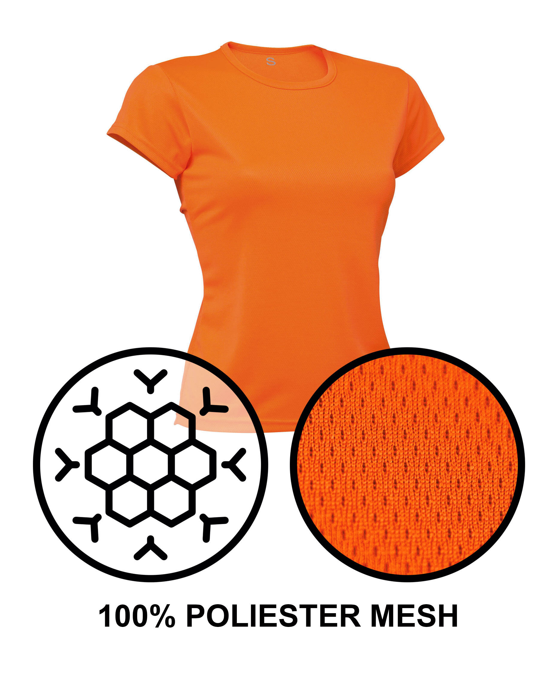 Camiseta Running Manga Corta para Niña Asioka PO Naranja.Transpirable 4/7