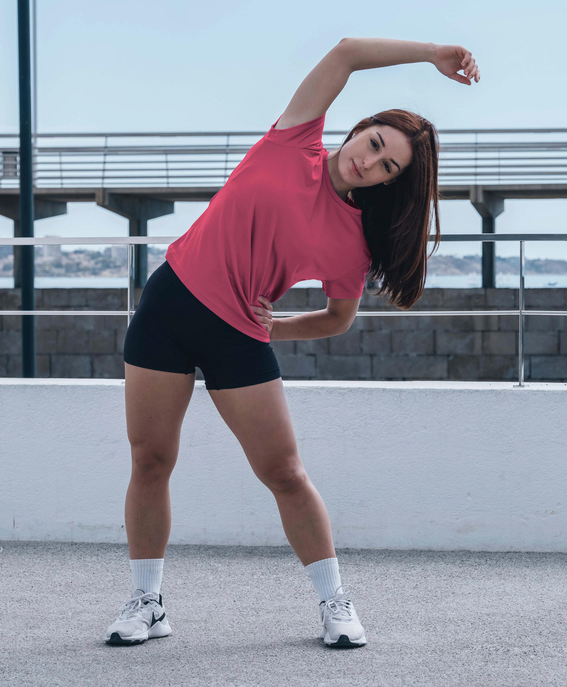Camiseta Running Manga Corta Mujer Asioka PO Fucsia.Transpirable 3/7