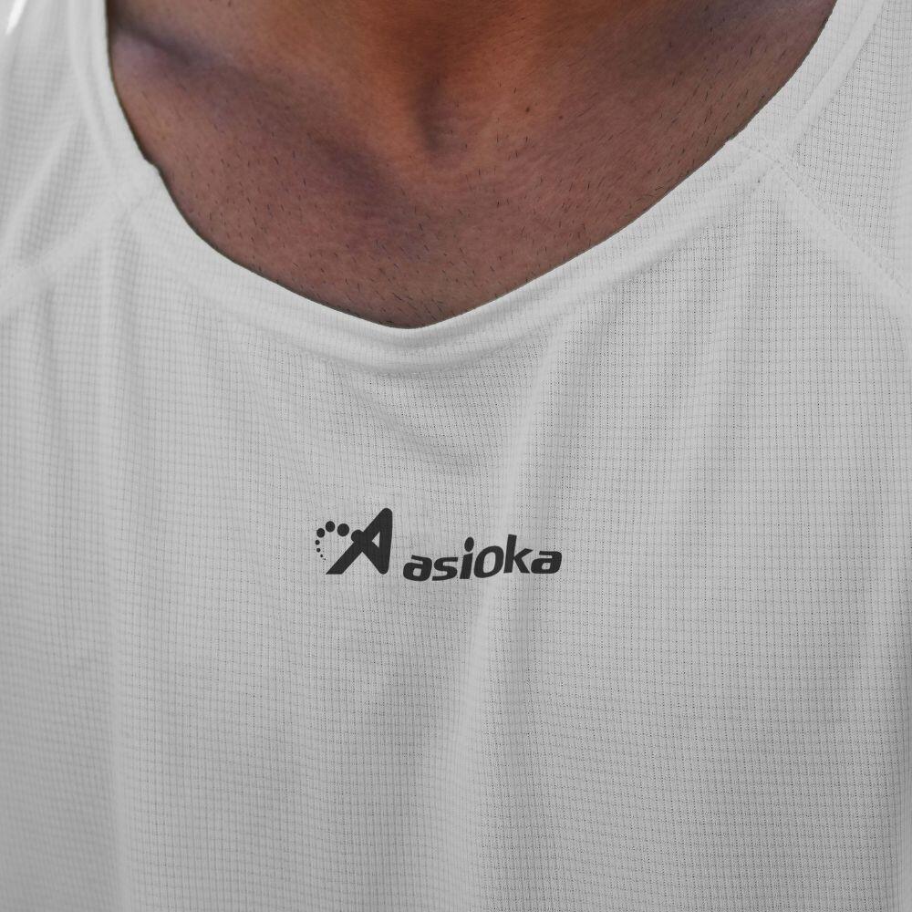Camisola de corrida para homem sem mangas Asioka TIBER, branca. Respirável 2/7