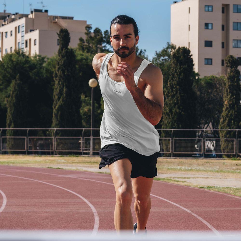 Camisola de corrida para homem sem mangas Asioka TIBER, branca. Respirável 3/7