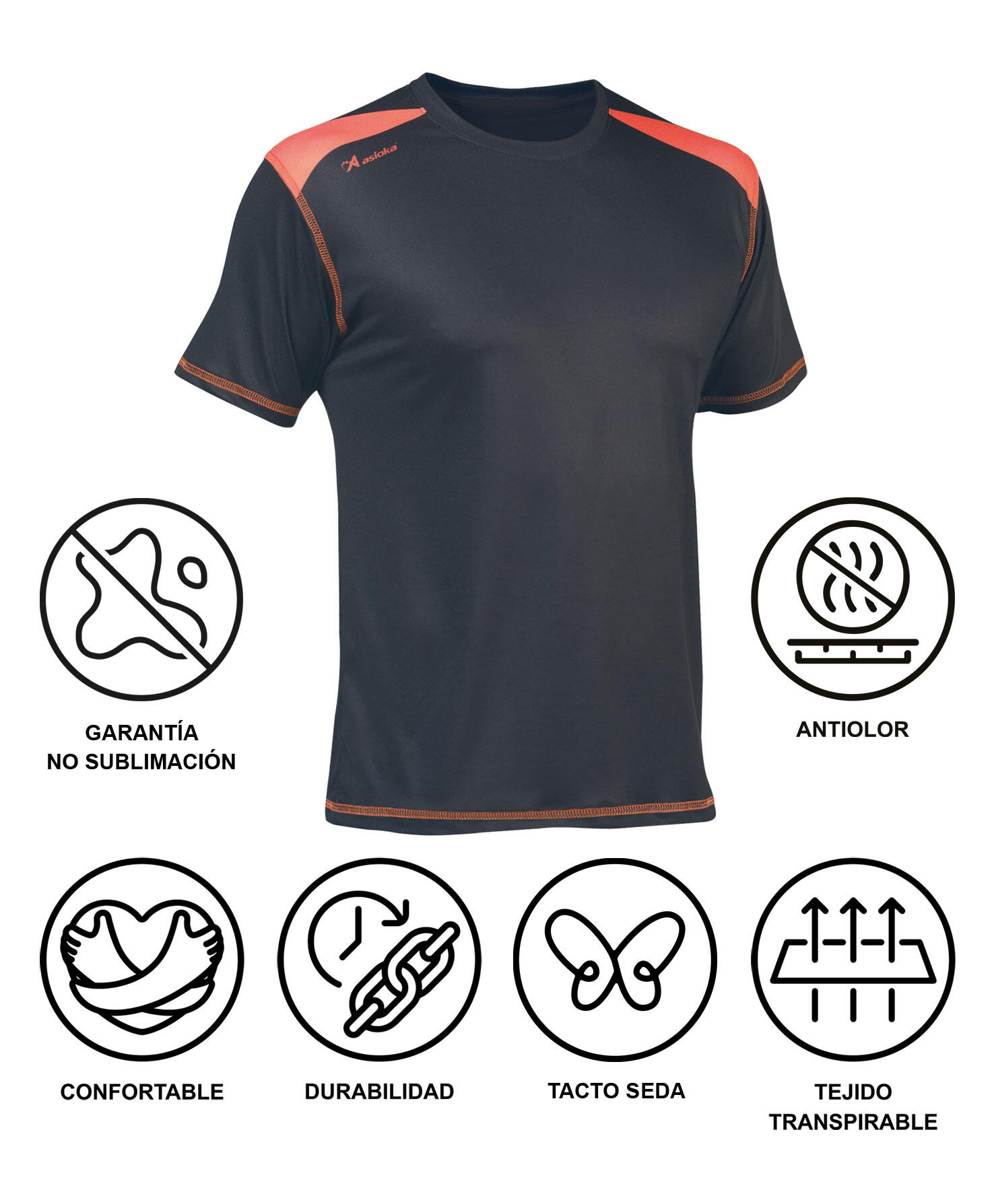 Camiseta Running Manga Corta Hombre Asioka Volga Marengo.Transpirable 7/7