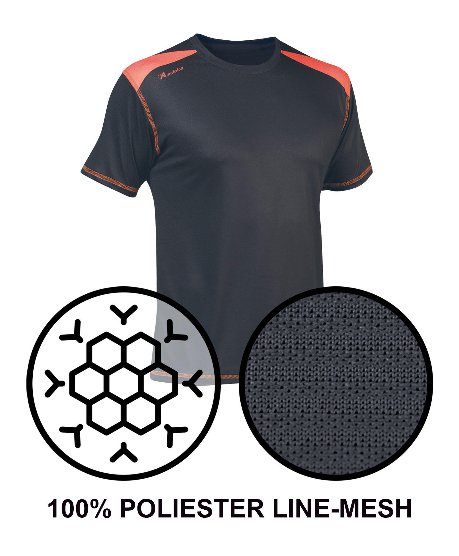 Camiseta Running Manga Corta Hombre Asioka Volga Marengo.Transpirable 6/7
