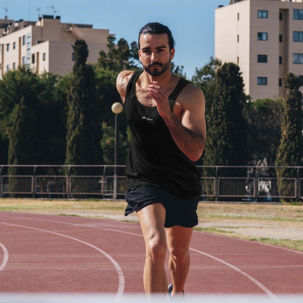 Camisola de corrida para homem sem mangas Asioka TIBER Preto. Respirável 3/7