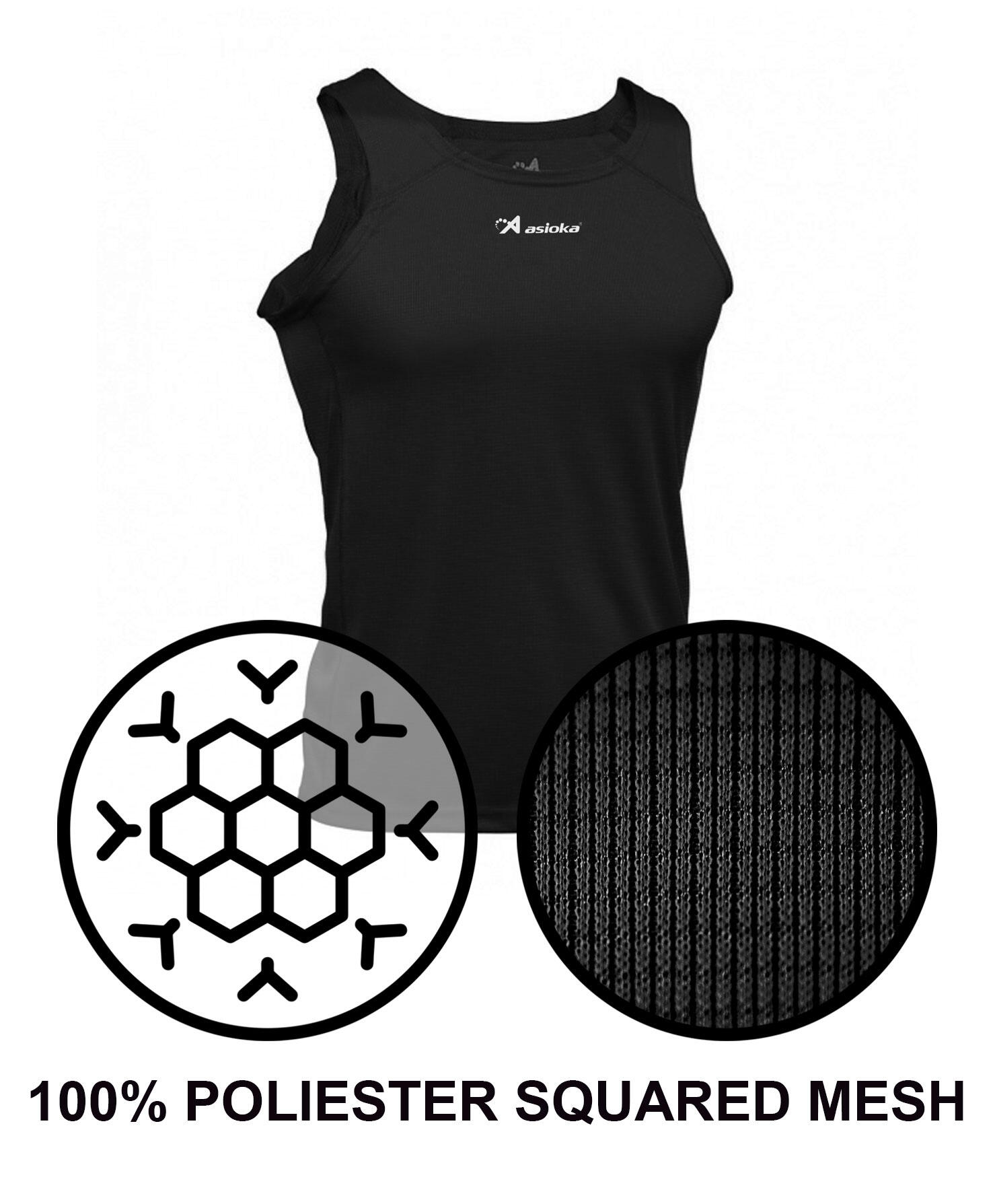 Camisola de corrida para homem sem mangas Asioka TIBER Preto. Respirável 4/7
