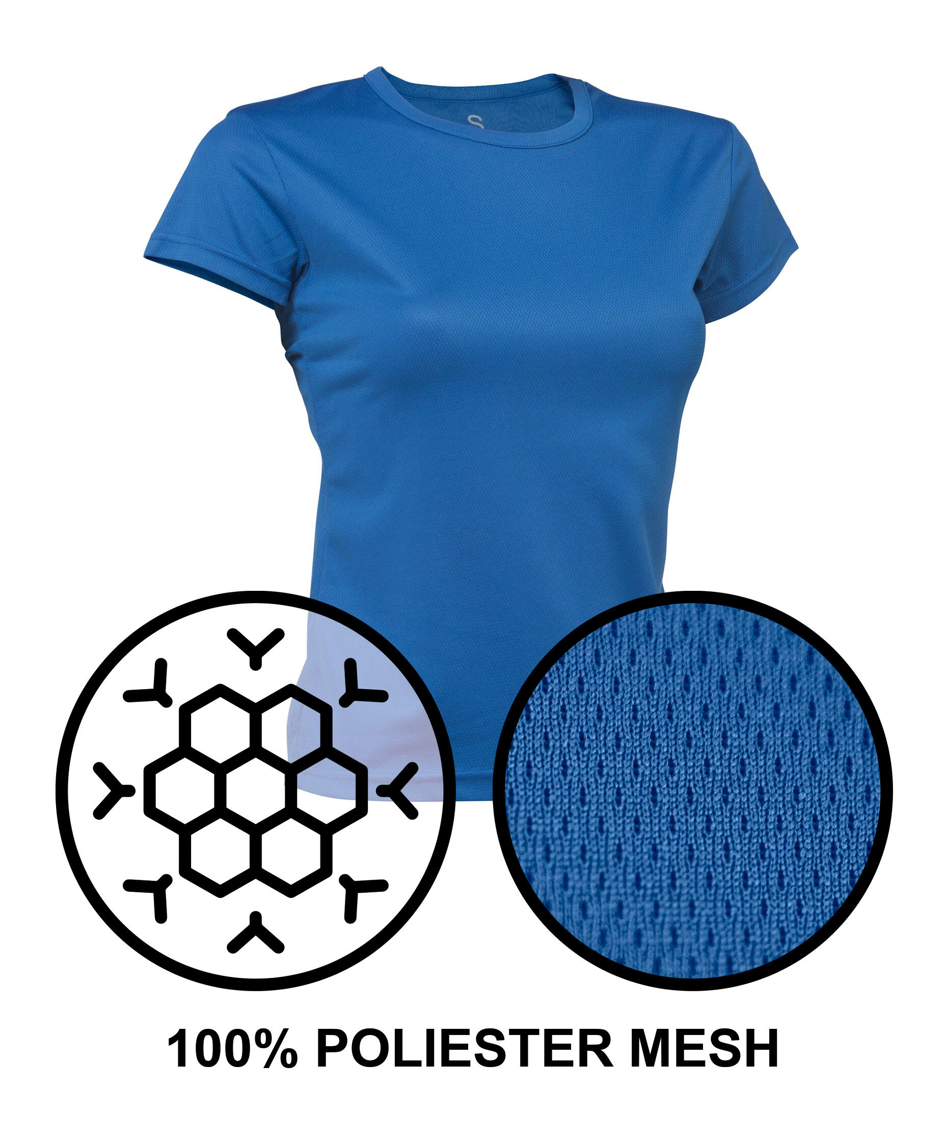 Camiseta Running Manga Corta para Niña Asioka PO Azul Royal.Transpirable 4/7