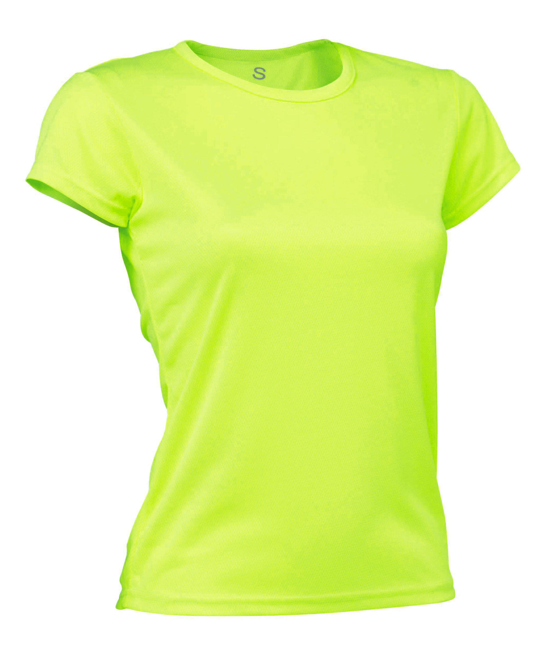 ASIOKA Camiseta Running Manga Corta Mujer Asioka PO Amarillo Flúor.Transpirable