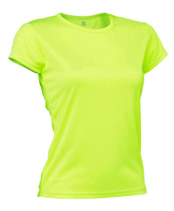 Camiseta Running Manga Corta Mujer Asioka PO Amarillo Flúor.Transpirable