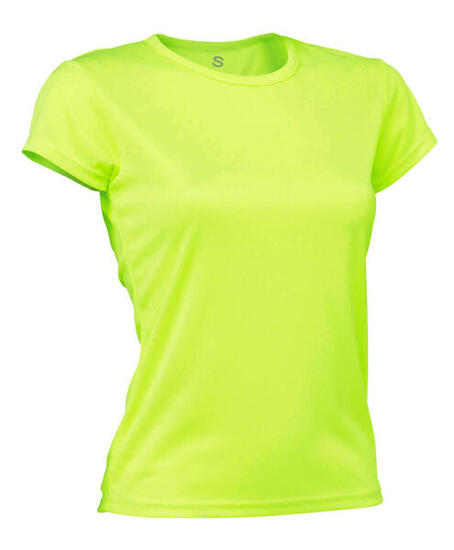 Camiseta Running Manga Corta Mujer Asioka PO Amarillo Flúor.Transpirable