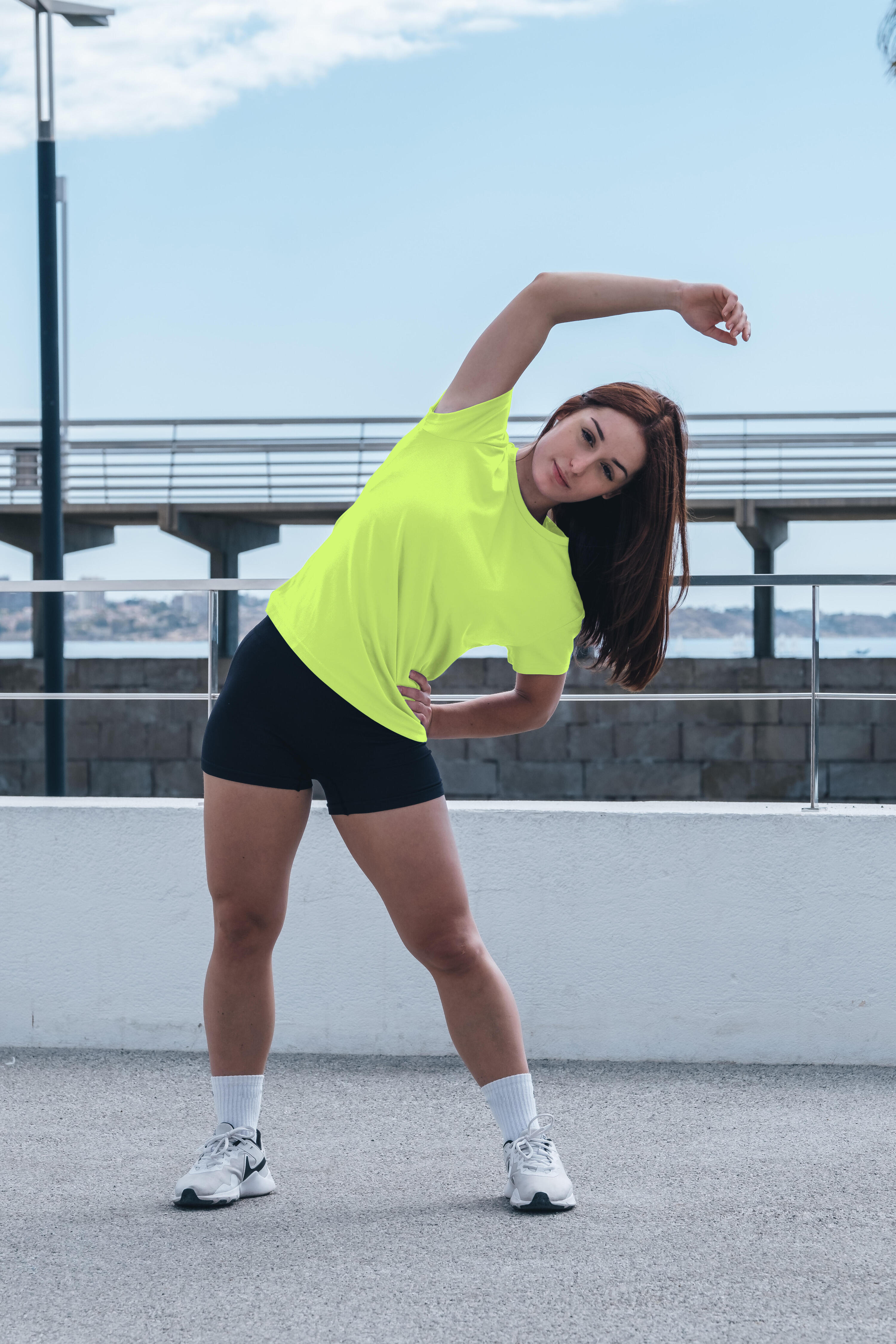 Camiseta Running Manga Corta para Niña Asioka PO Amarillo flúor.Transpirable 3/7