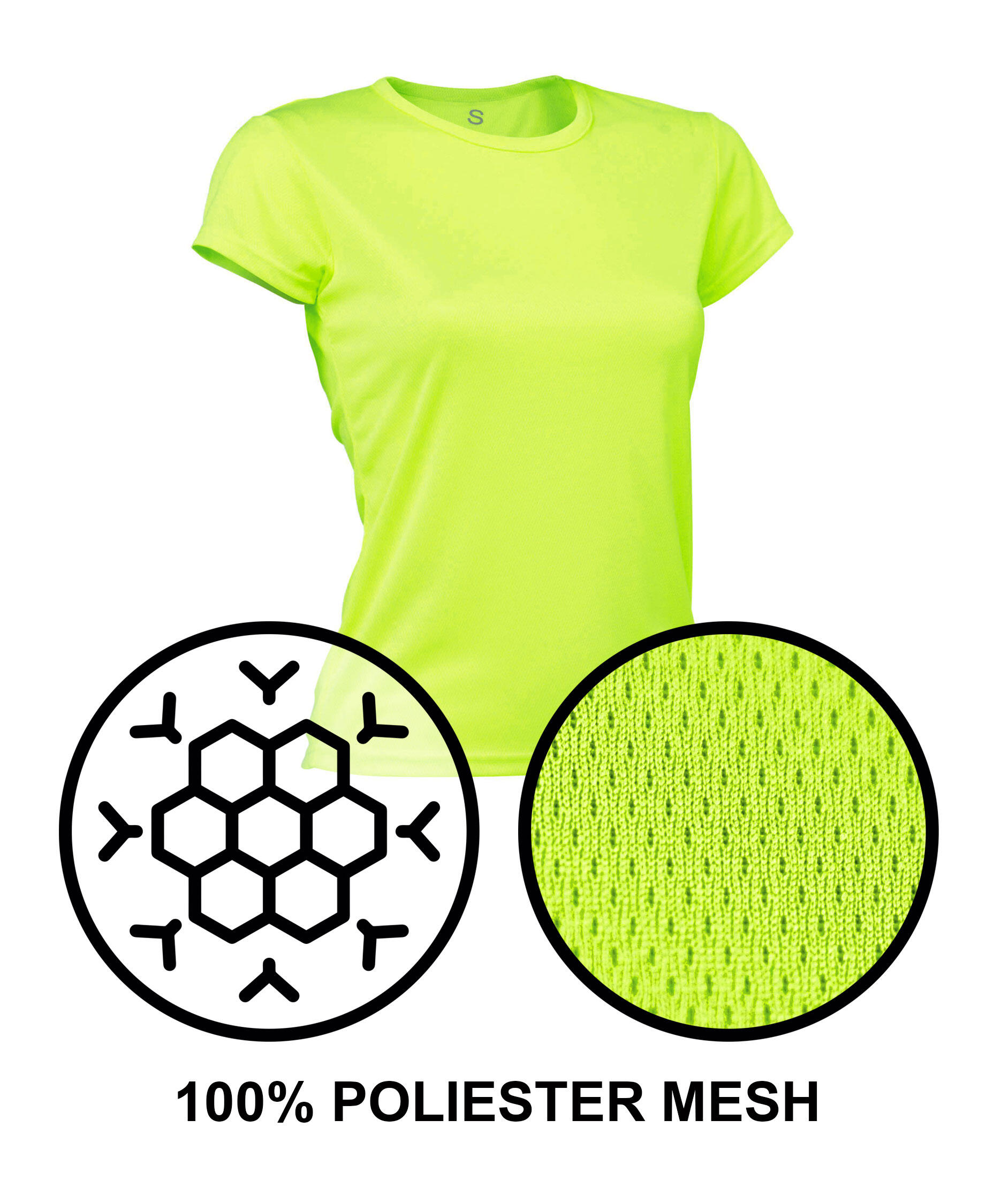 Camiseta Running Manga Corta para Niña Asioka PO Amarillo flúor.Transpirable 4/7