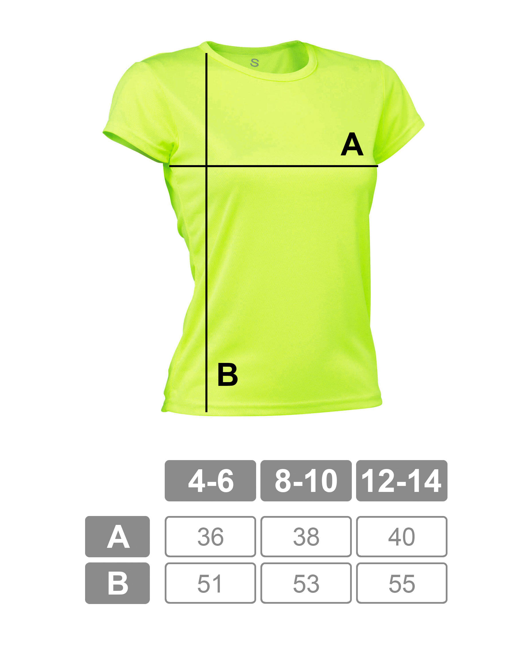 Camiseta Running Manga Corta para Niña Asioka PO Amarillo flúor.Transpirable 5/7