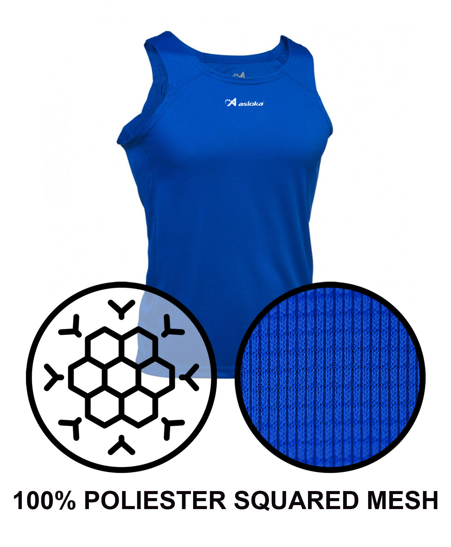 Camisola de corrida para homem sem mangas Asioka TIBER Azul. Respirável 4/7