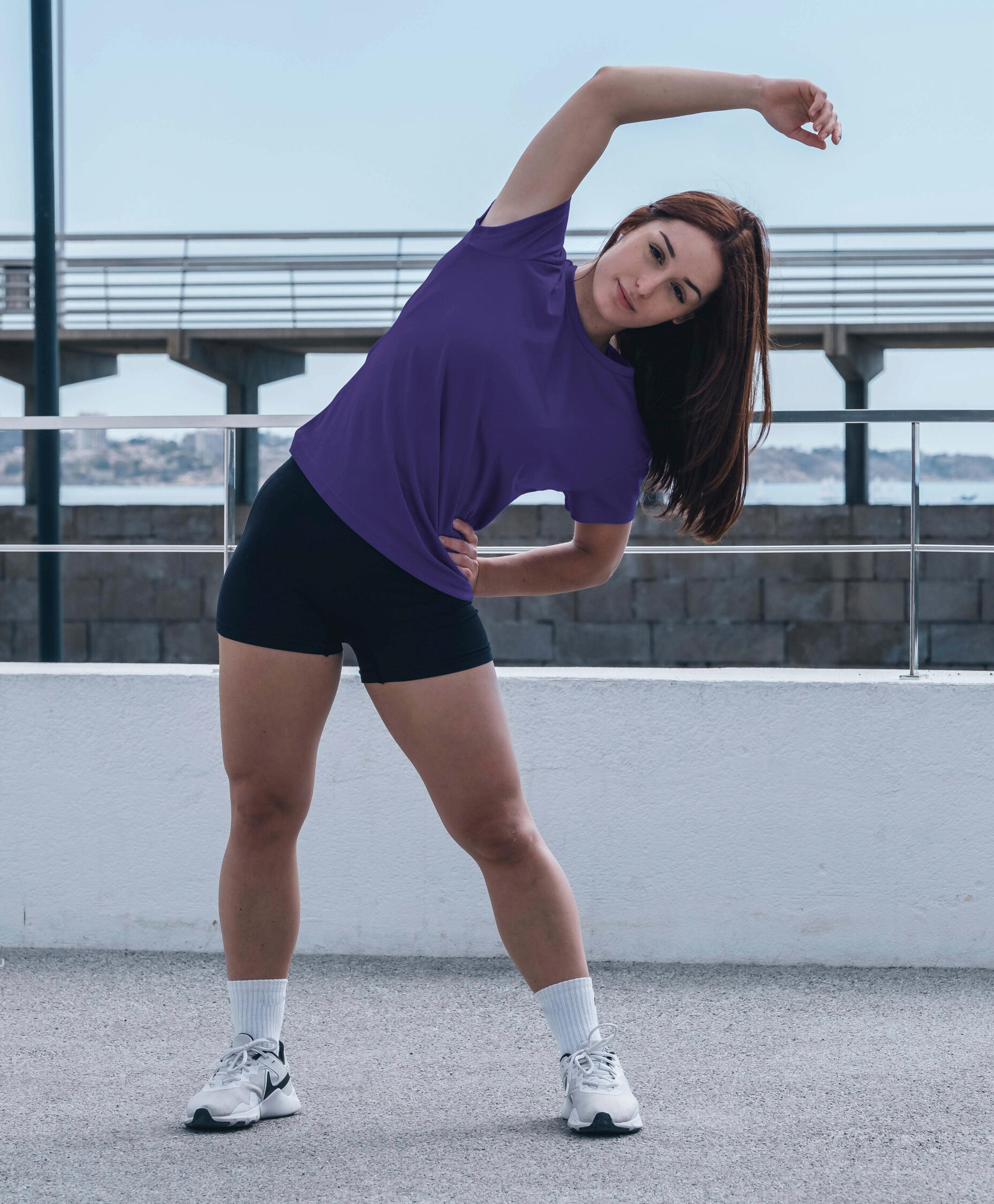 Camiseta Running Manga Corta Mujer Asioka PO Lila.Transpirable 3/7