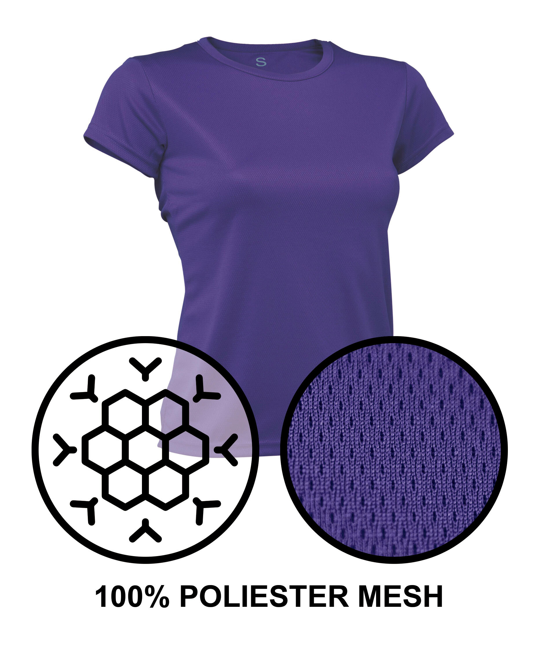 Camiseta Running Manga Corta Mujer Asioka PO Lila.Transpirable 4/7