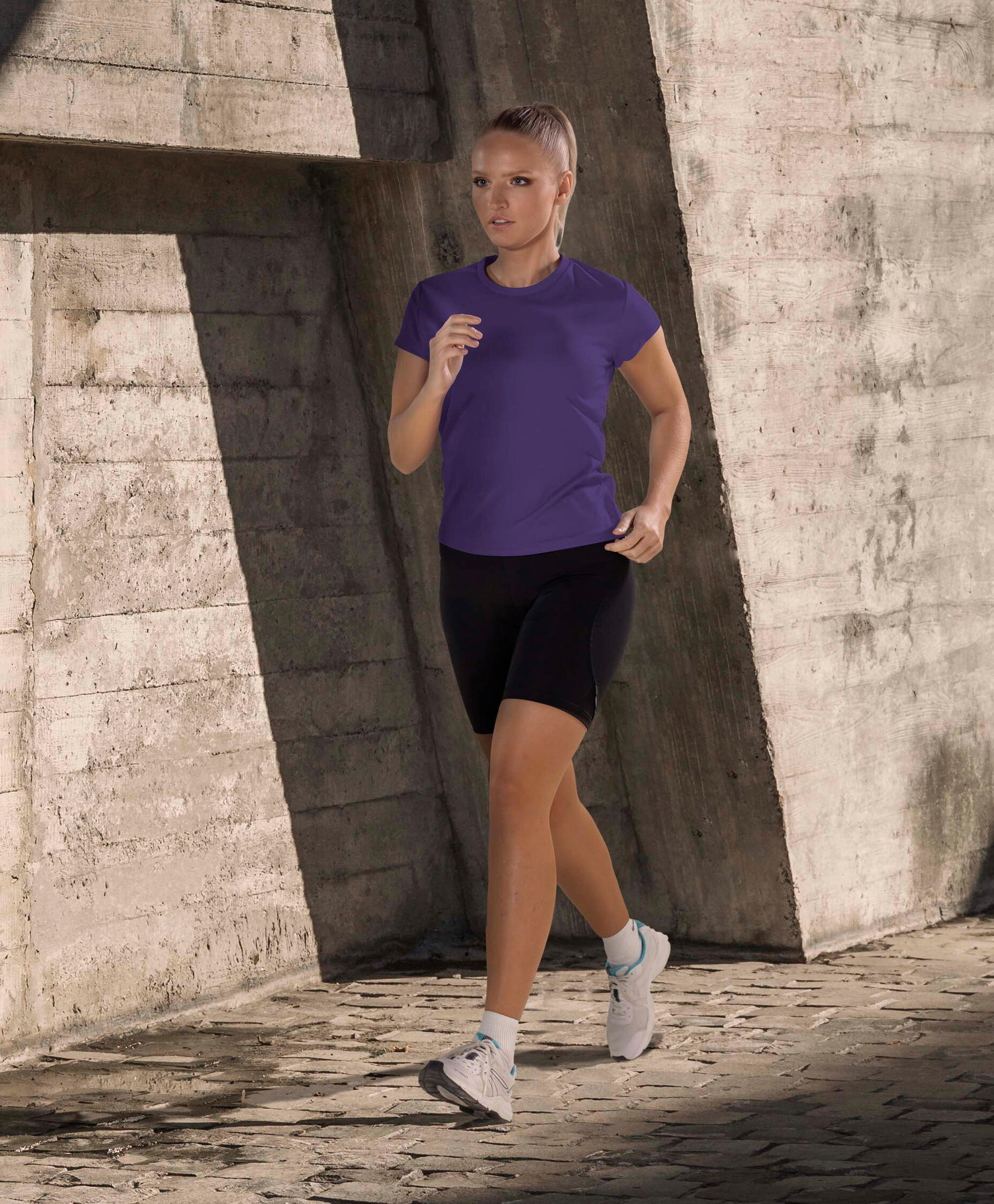 Camiseta Running Manga Corta Mujer Asioka PO Lila.Transpirable 2/7