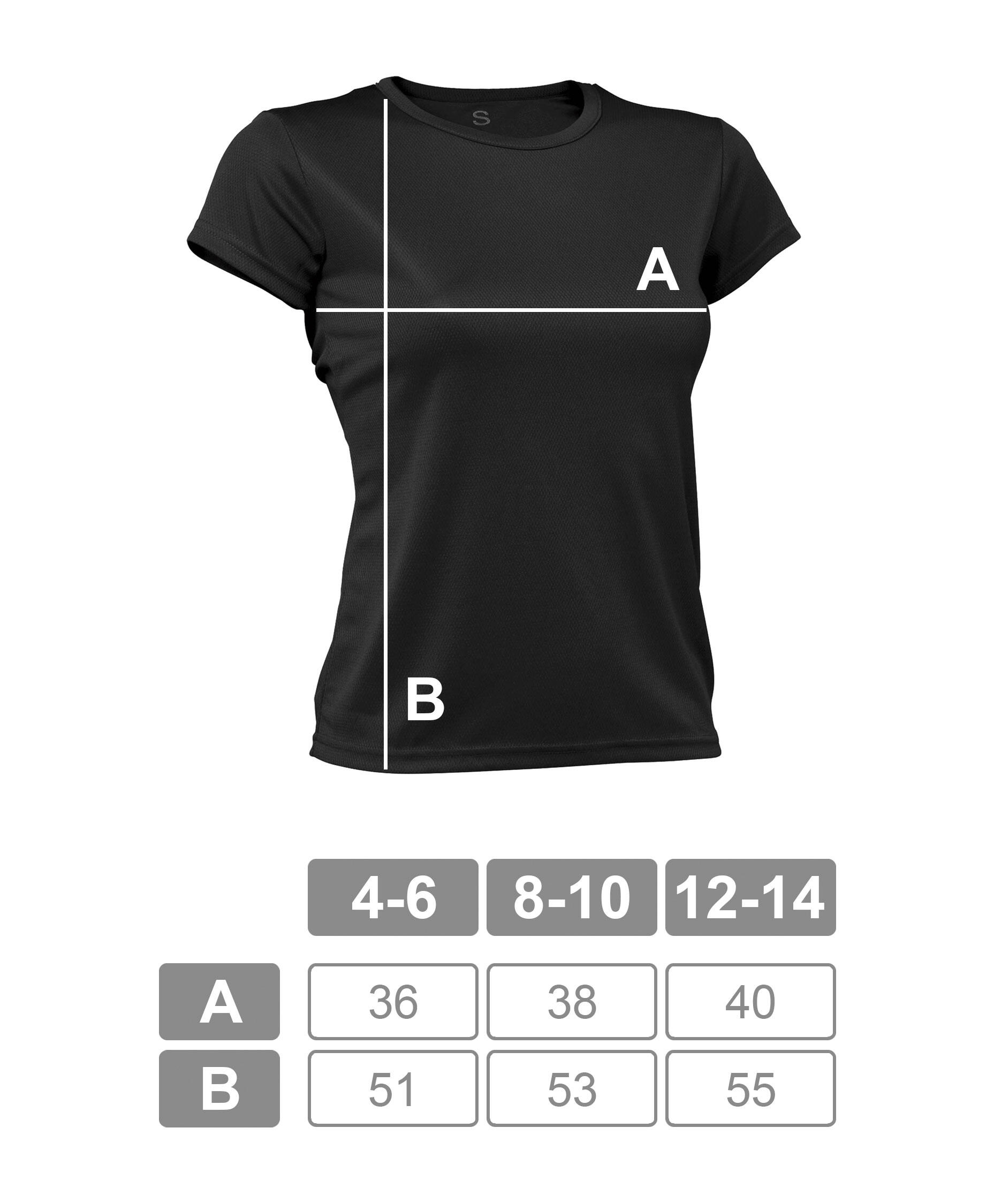 T-shirt de corrida Preto de manga curta Asioka PO para menina.Respirável 5/7