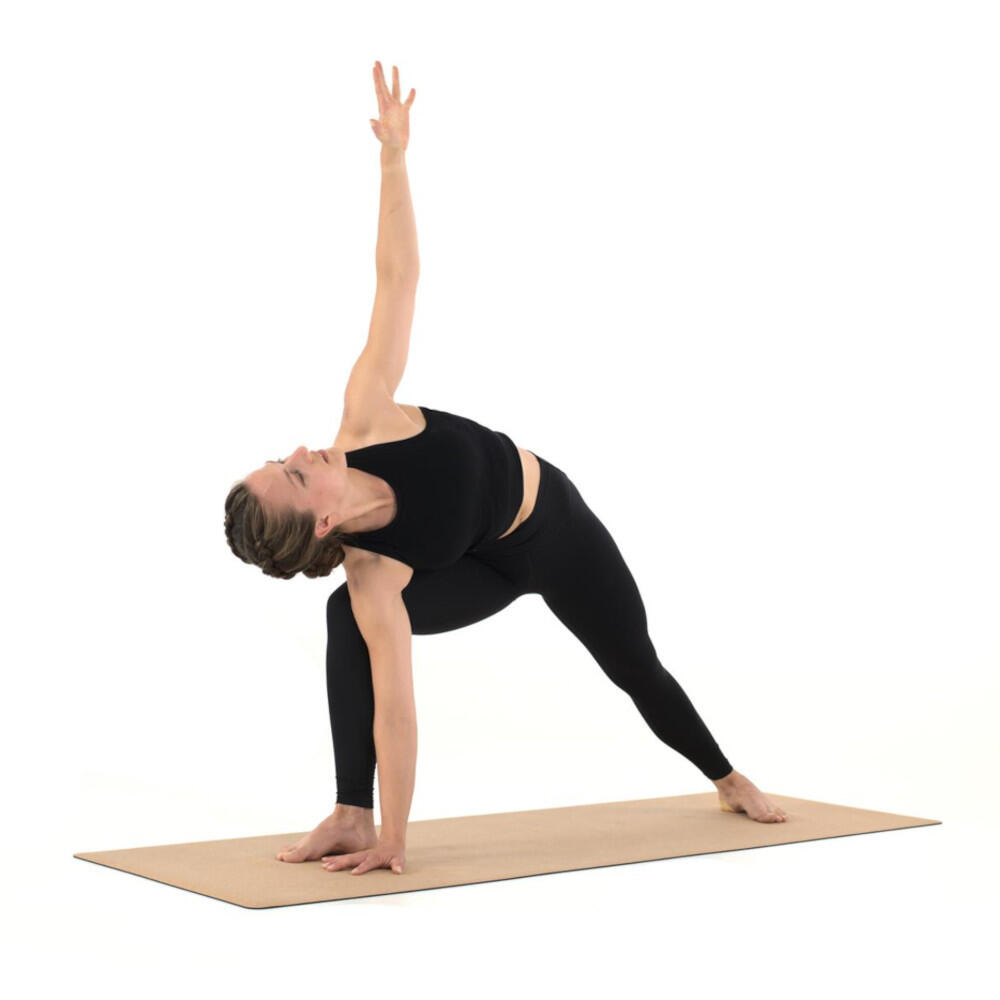 Yogamatte aus Kork & Naturkautschuk 185 x 61 x 0,4 cm Rutschfest - ROLLHOLZ 3/4