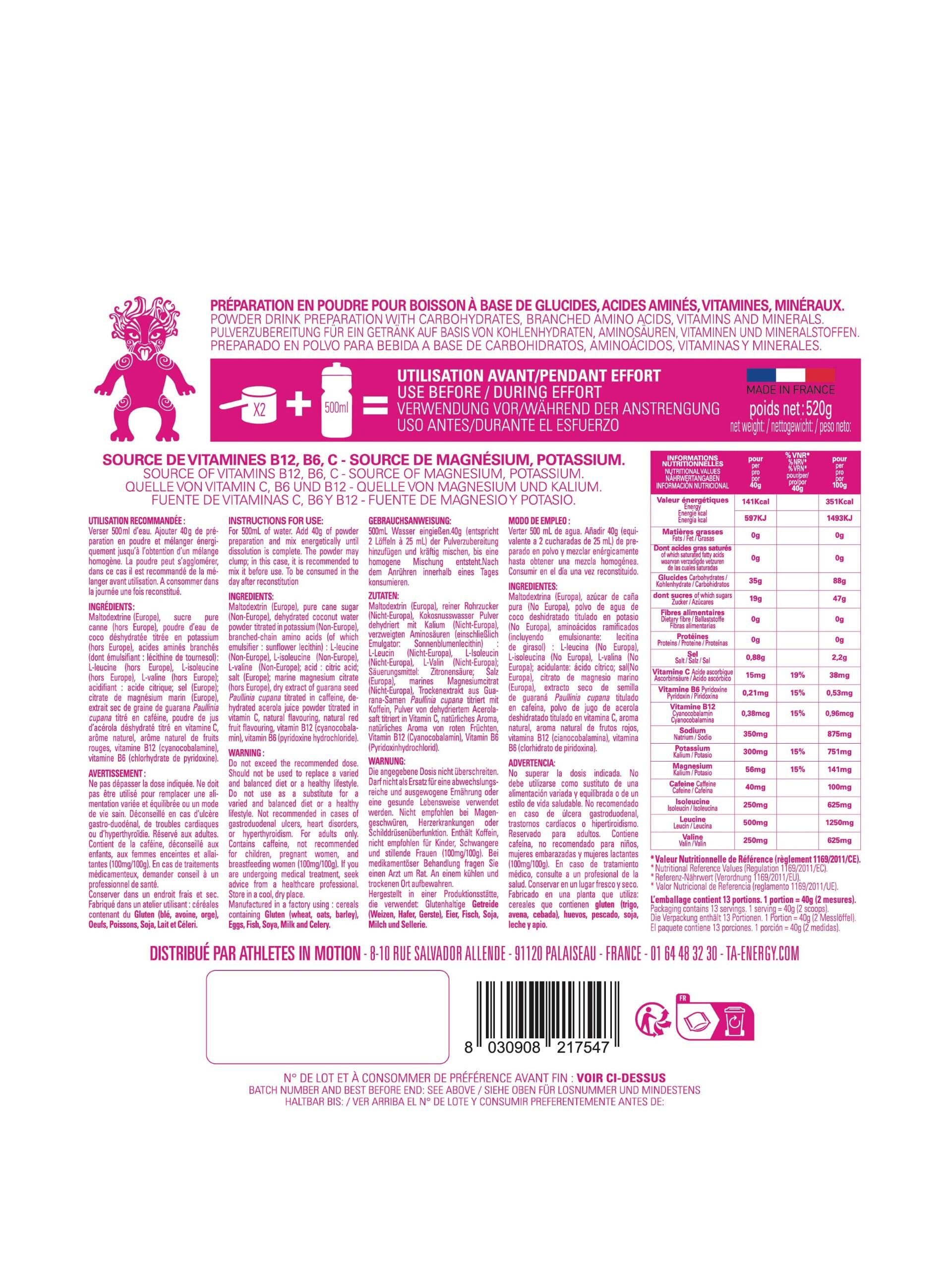 Isotonisches Getränk – Kohlenhydrate 35 g, Elektrolyte 706 mg, BCAA – 520 g 4/4