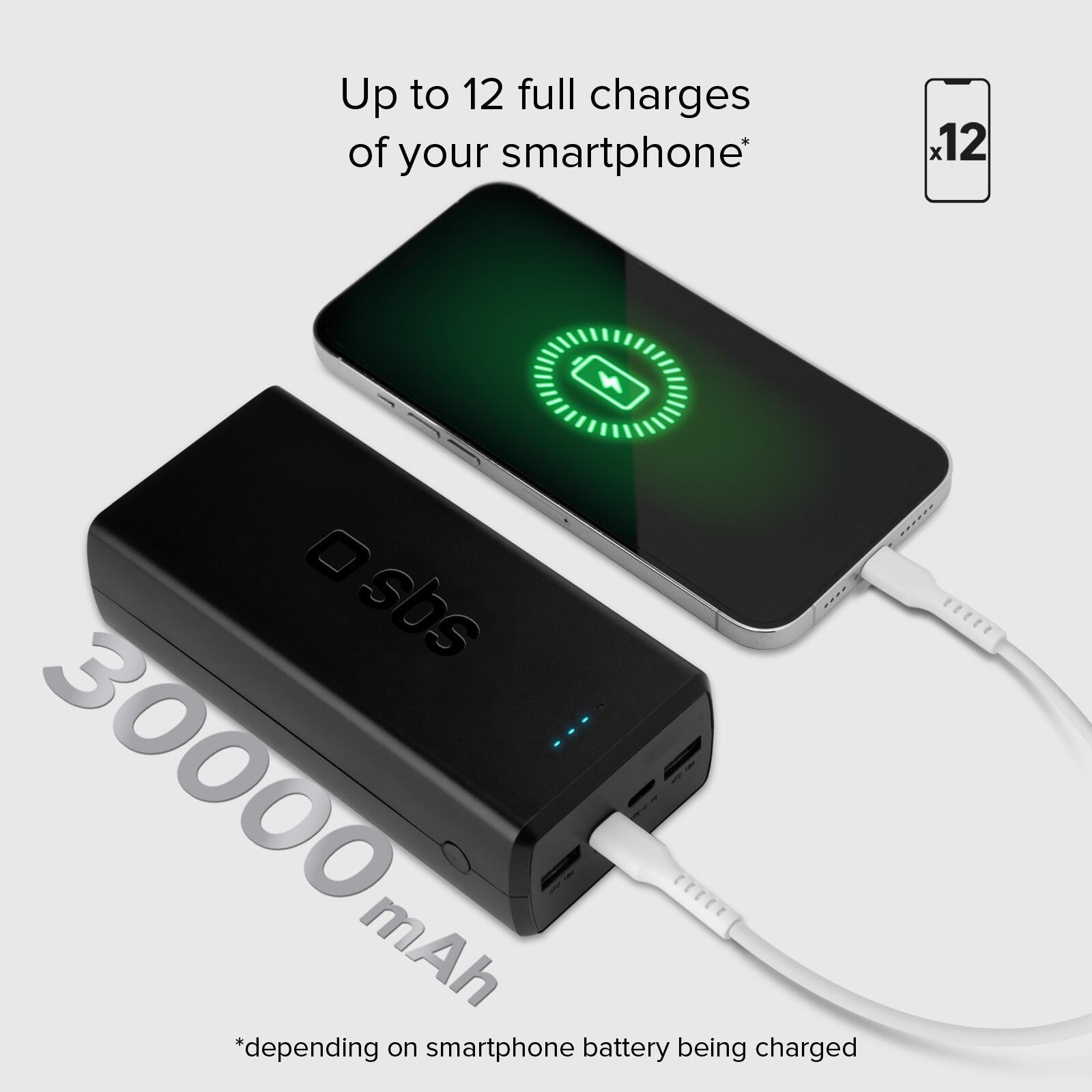Powerbank 30000 mAh con Ricarica Rapida Multiporta 6/7