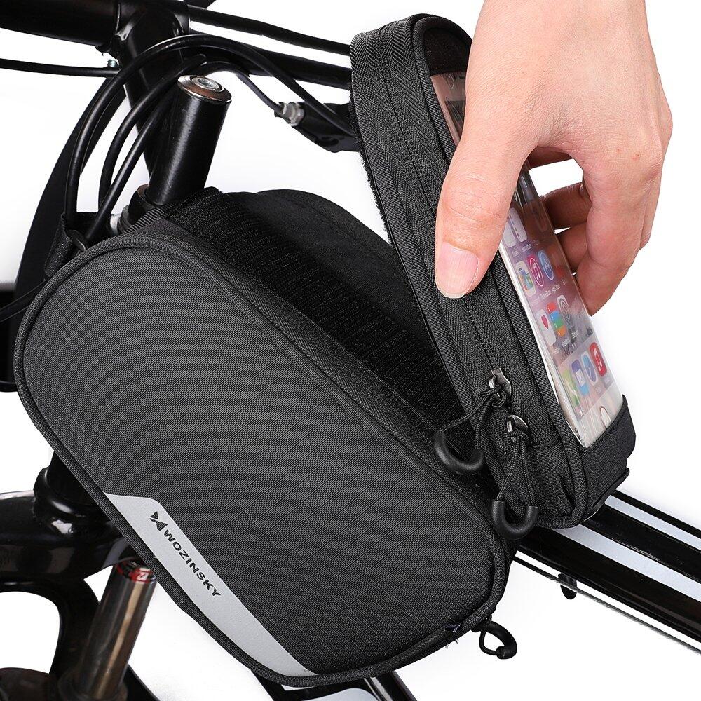 Schwarze Fahrradtasche mit abnehmbarer Hülle für Smartphones bis 6,5 Zoll, 1,5L 3/7