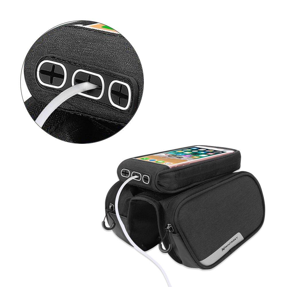 Schwarze Fahrradtasche mit abnehmbarer Hülle für Smartphones bis 6,5 Zoll, 1,5L 4/7