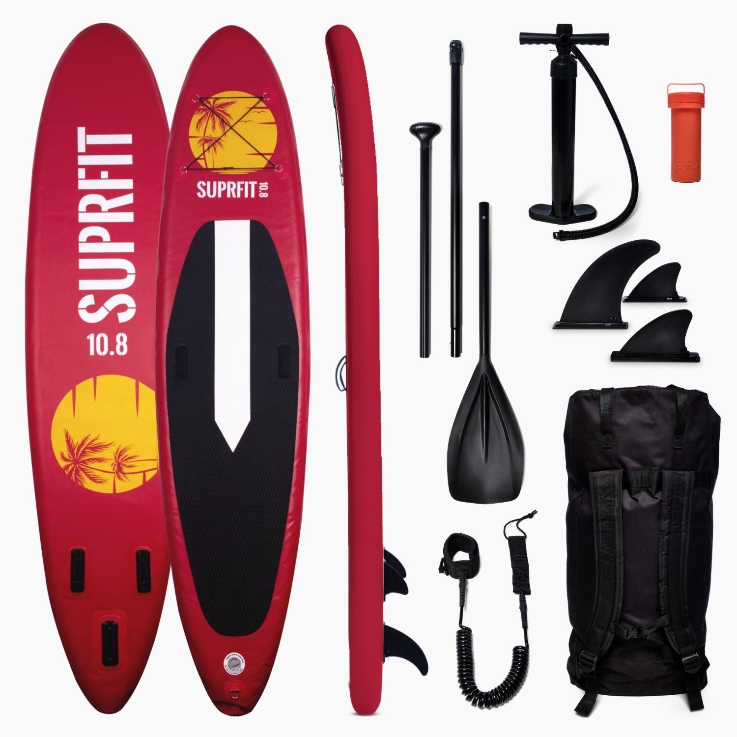 SUPRFIT Set de tabla de SUP inflable - Stand Up Paddle Touring 10'8 Halia rojo