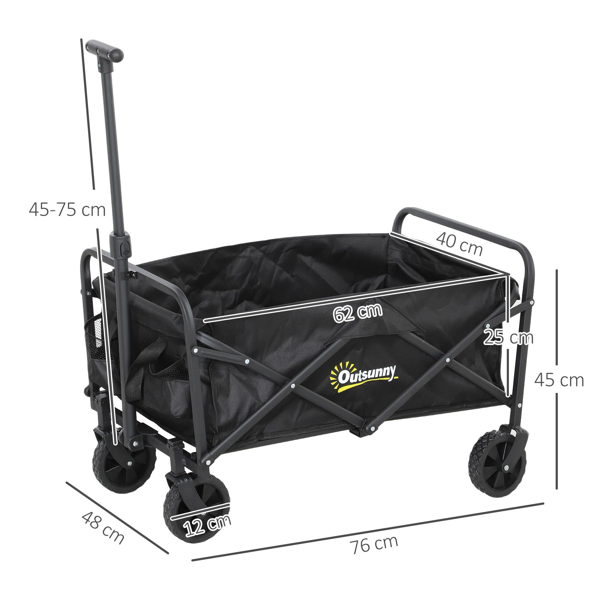 Carrinho de transporte dobrável 64x42x27 cm preto Outsunny 3/7