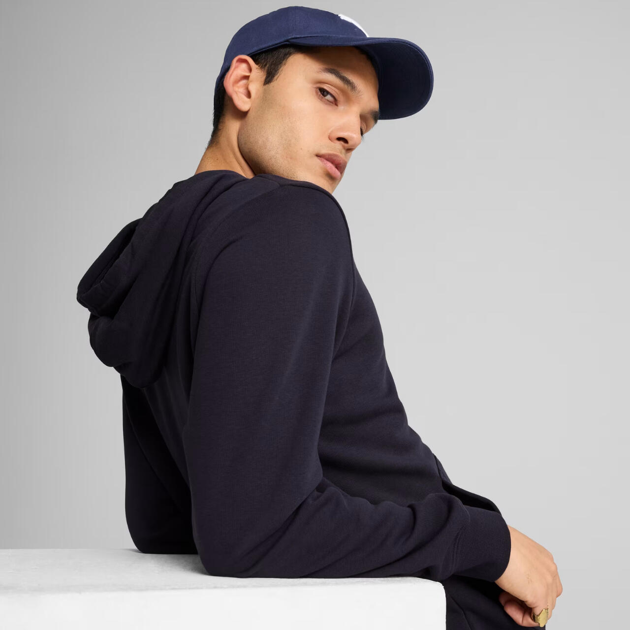 Felpa Con Cappuccio Logo Uomo Puma ESS No.1 Blu Navy 6/6