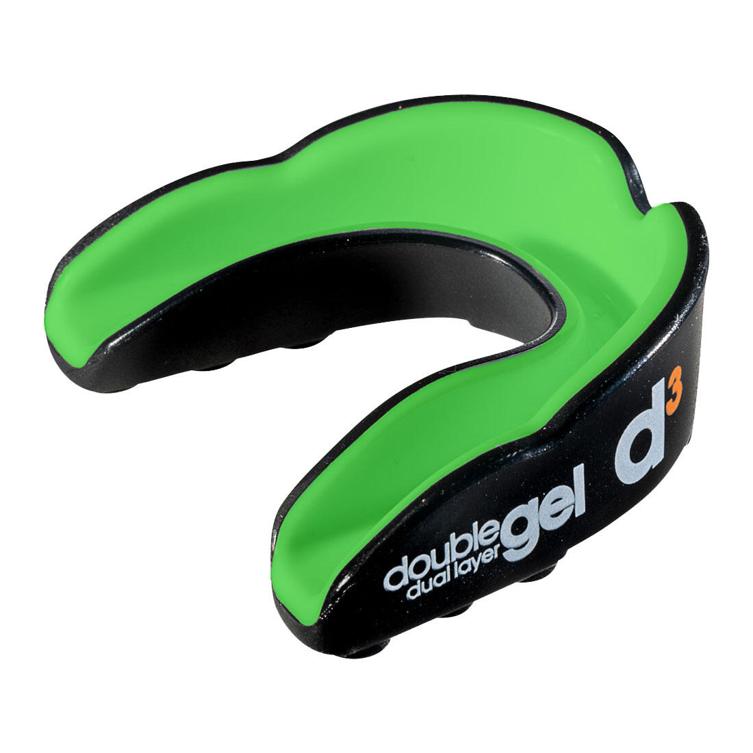 D3 TAPE Double Gel Mouthguard with Case - Adult - Black/Green
