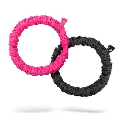 Adidas – Elastici sottili per capelli – Nero & Rosa Lucido