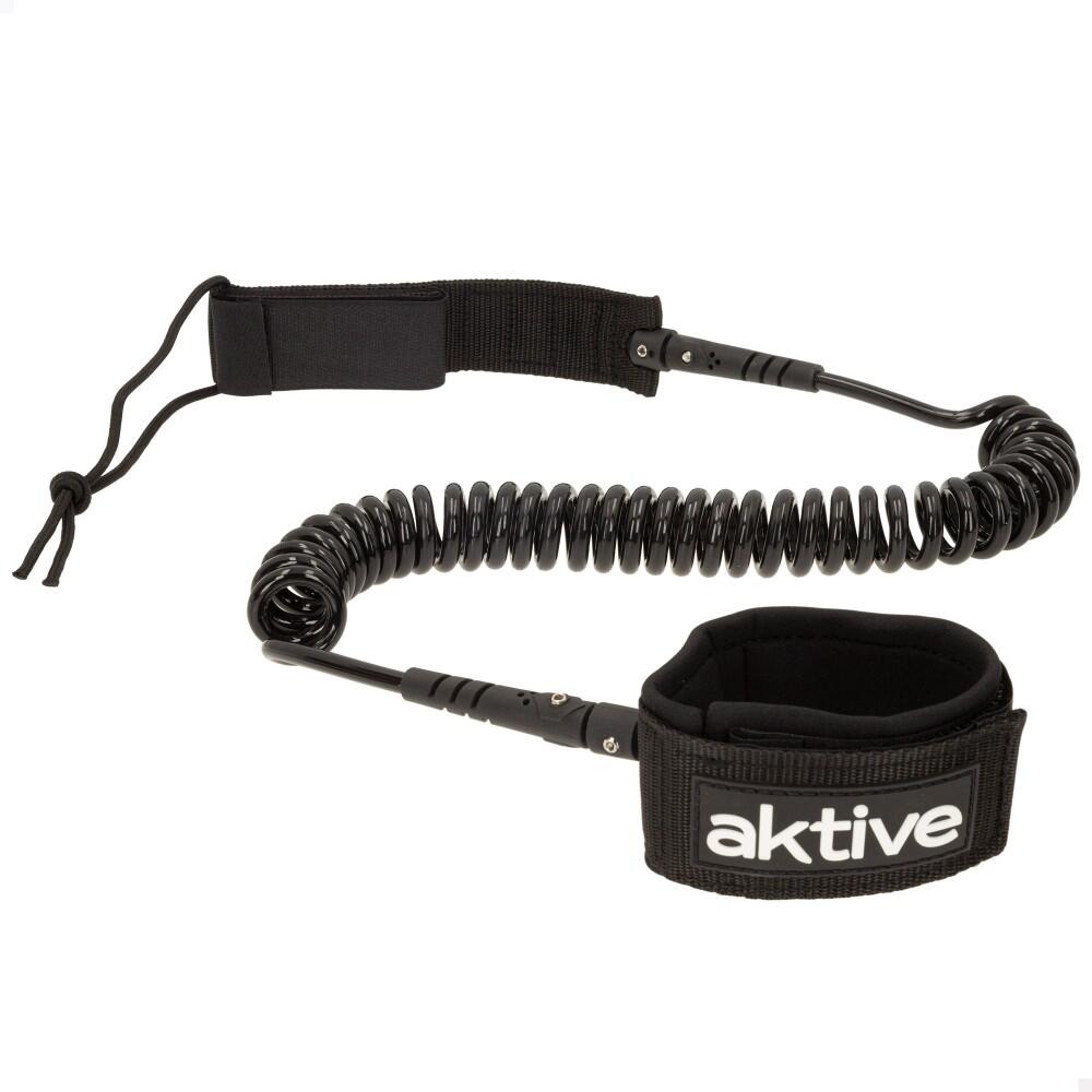 Aktive - Leash Paddle Surf Spiral, Double Goujon Pivotant, Néoprène, 305 Cm, Noir Aktive - Dragonne - Noir - Taille Unique - Decathlon