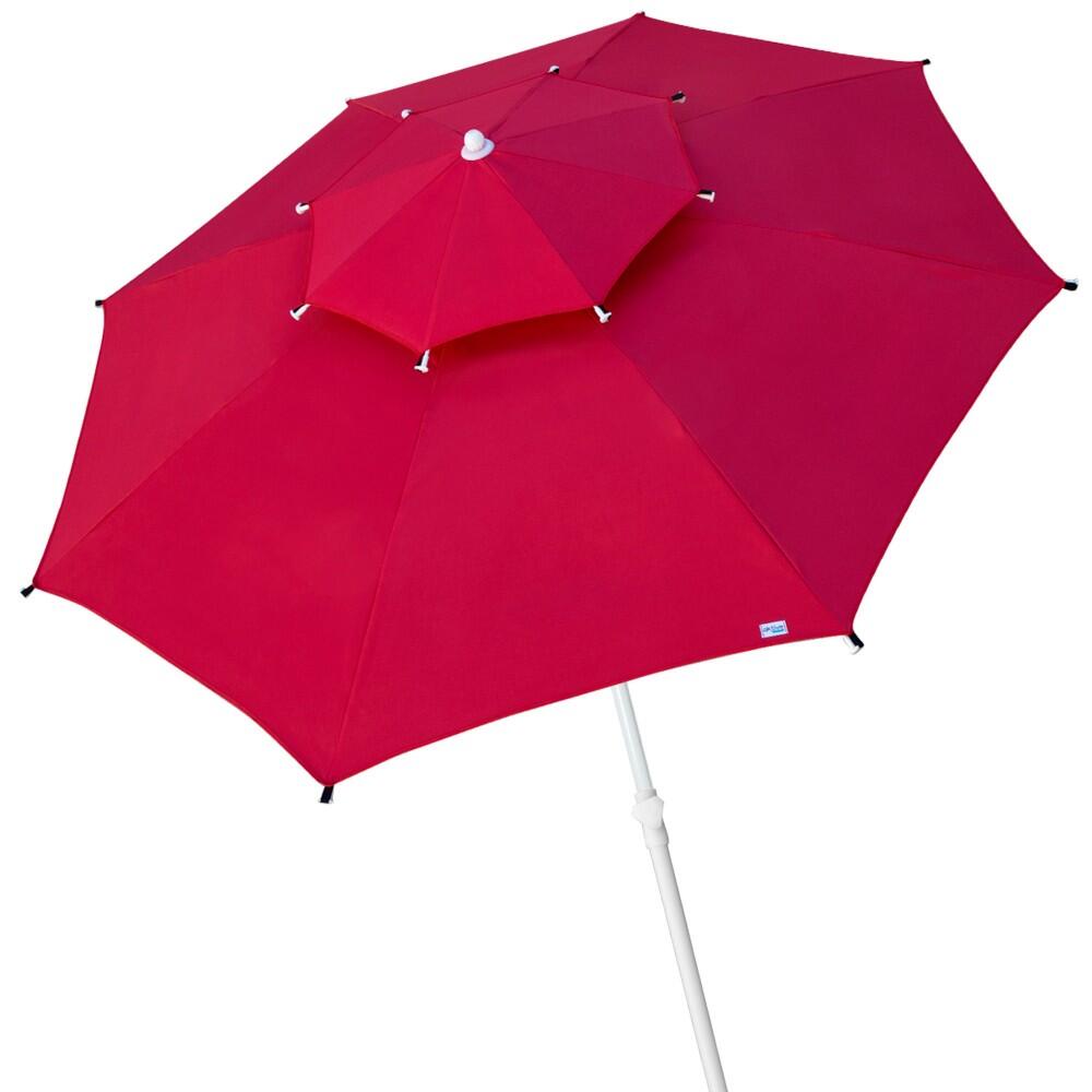 AKTIVE Aktive Ombrellone da spiaggia grande antivento con 8 stecche, 280 cm, rosso