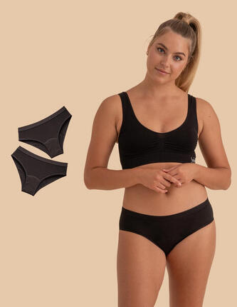 Lot de 2 culottes menstruelles en coton bambou pour flux abondant