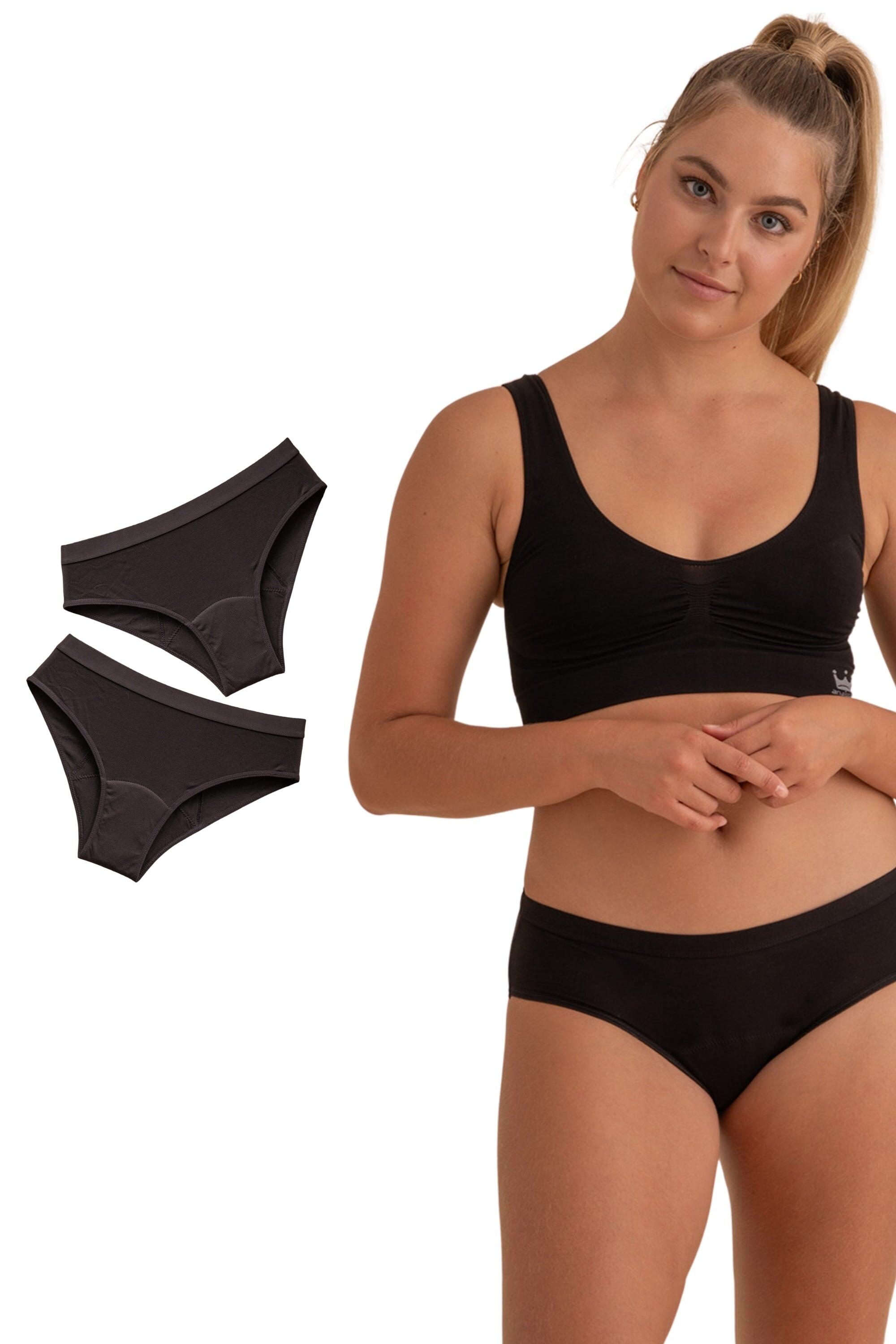 ANAISSA Conjunto de 2 cuecas menstruais de fluxo intenso em algodão bambu