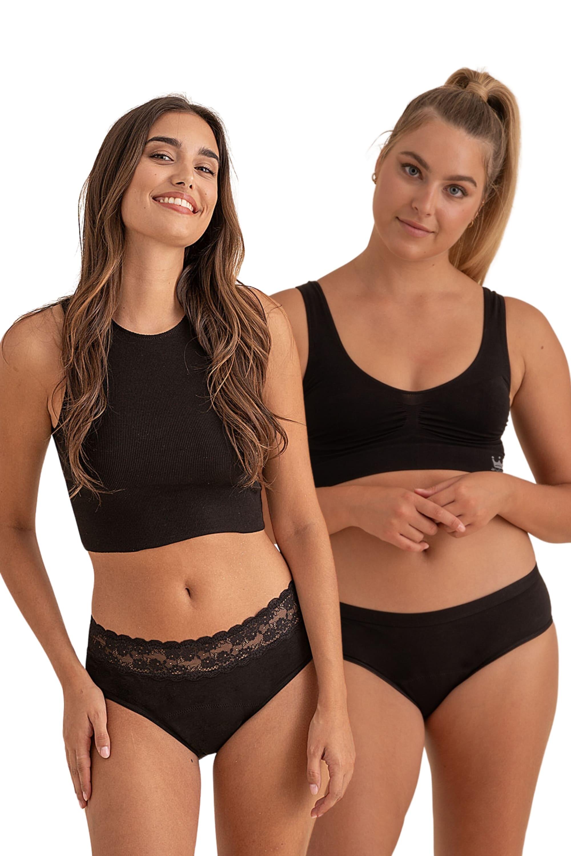 Conjunto de 2 cuecas menstruais de fluxo intenso em algodão bambu