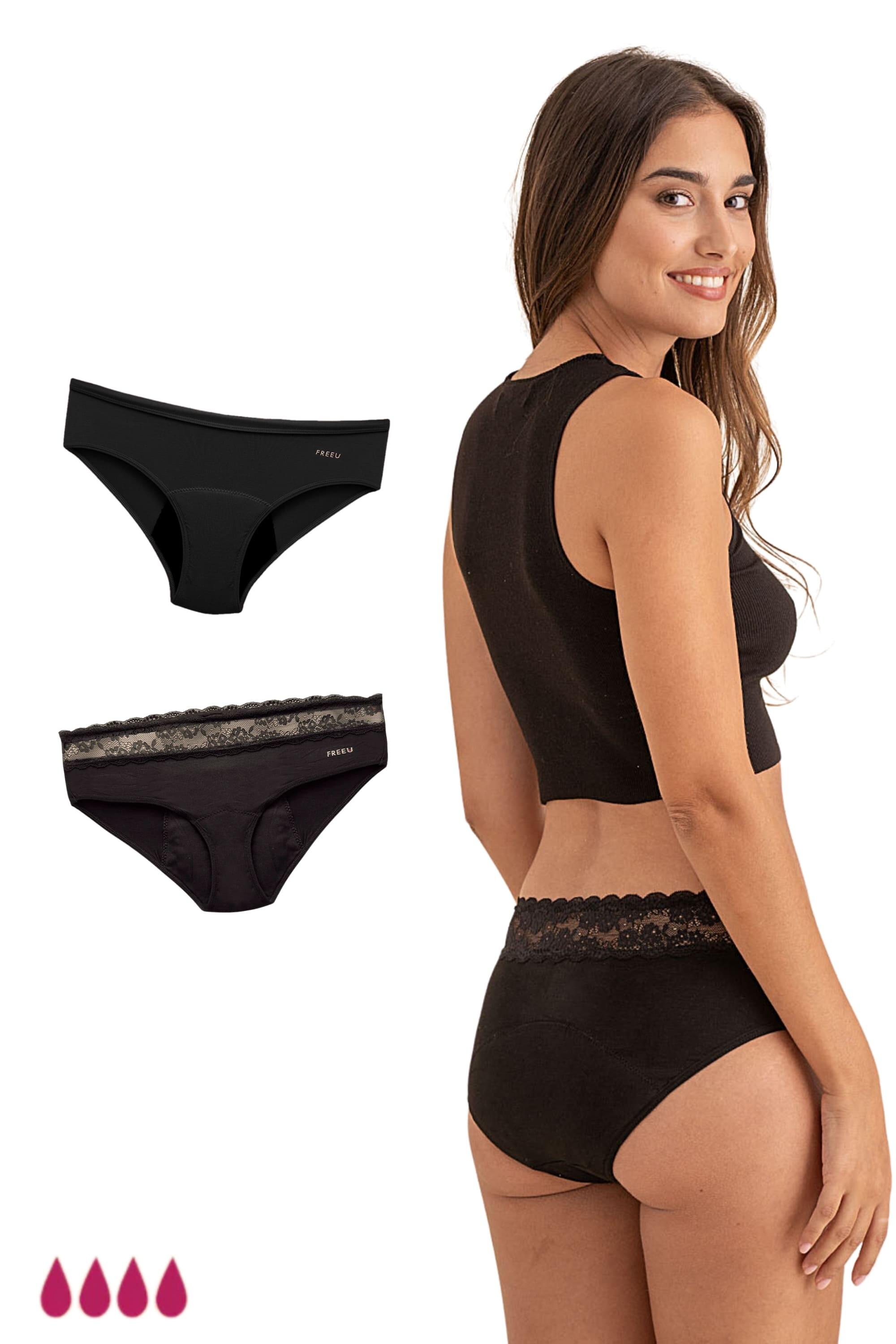 Lot de 2 culottes menstruelles en coton bambou pour flux abondant 2/8