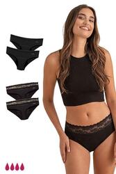 Pack 4 Culottes menstruelles flux abondants en coton Cloe