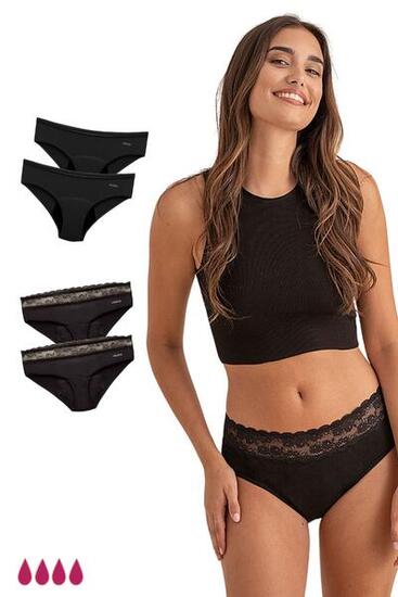 Pack 4 Culottes menstruelles flux abondants en coton Cloe
