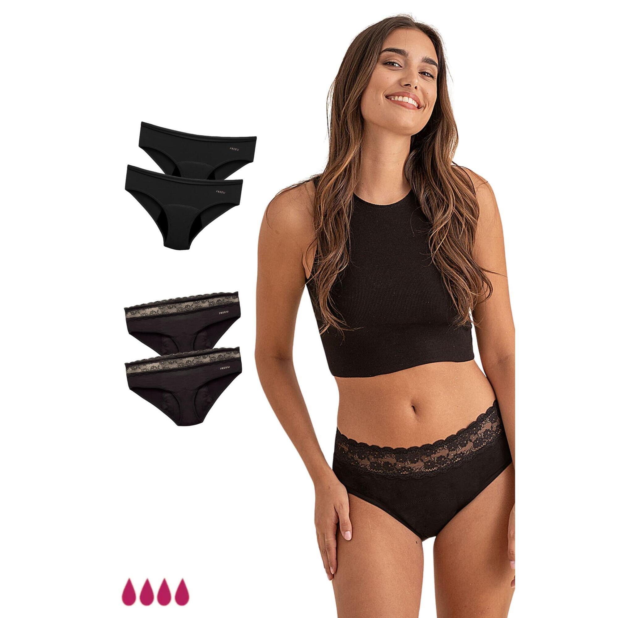 Anaissa - Pack 4 Culottes Menstruelles Flux Abondants En Coton Cloe - Culotte - Noir - 42 M/l - Decathlon