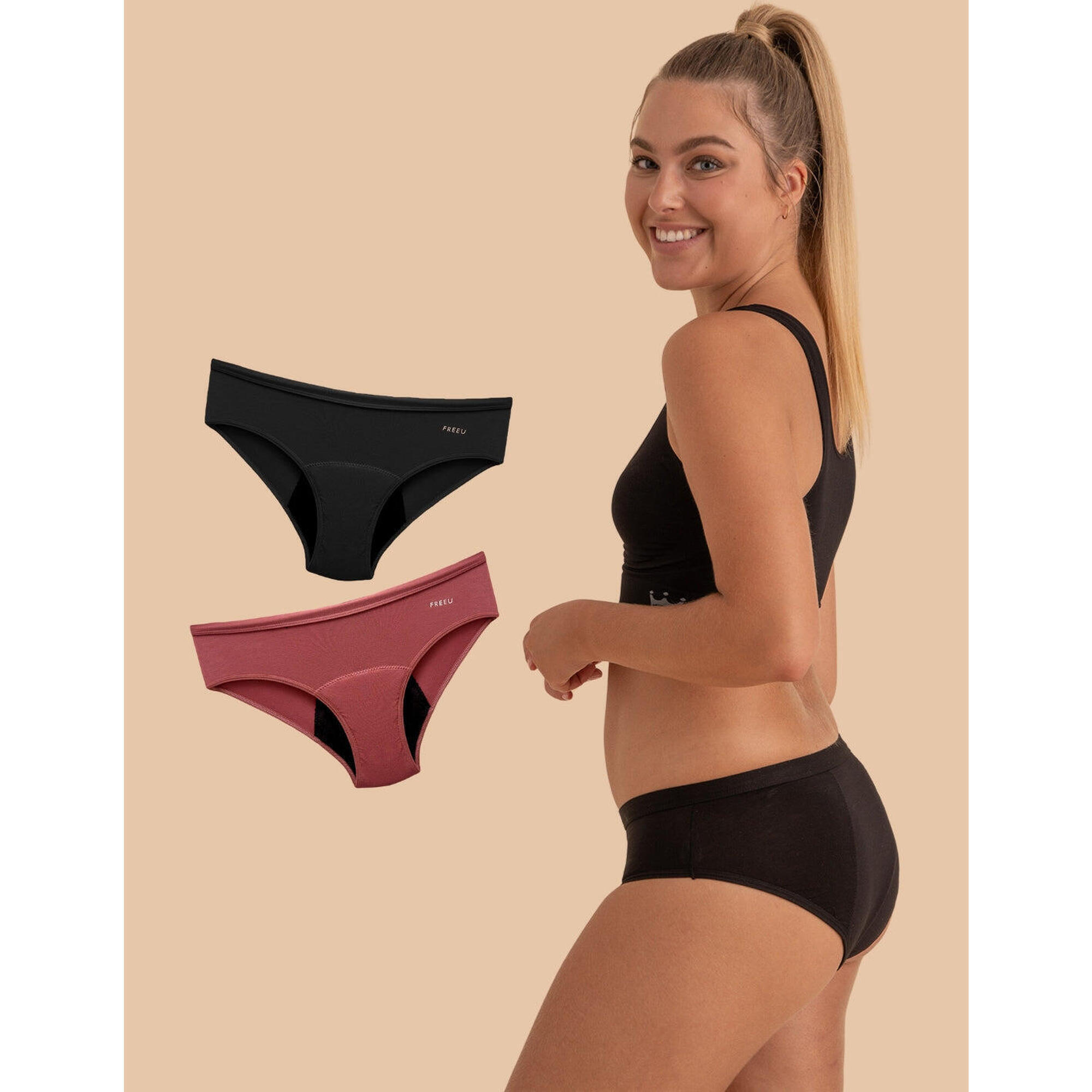 Anaissa - Lot De 2 Culottes Menstruelles En Coton Bambou Pour Flux Abondant - Culotte - Multicolore - 12 À 14 Ans - Decathlon