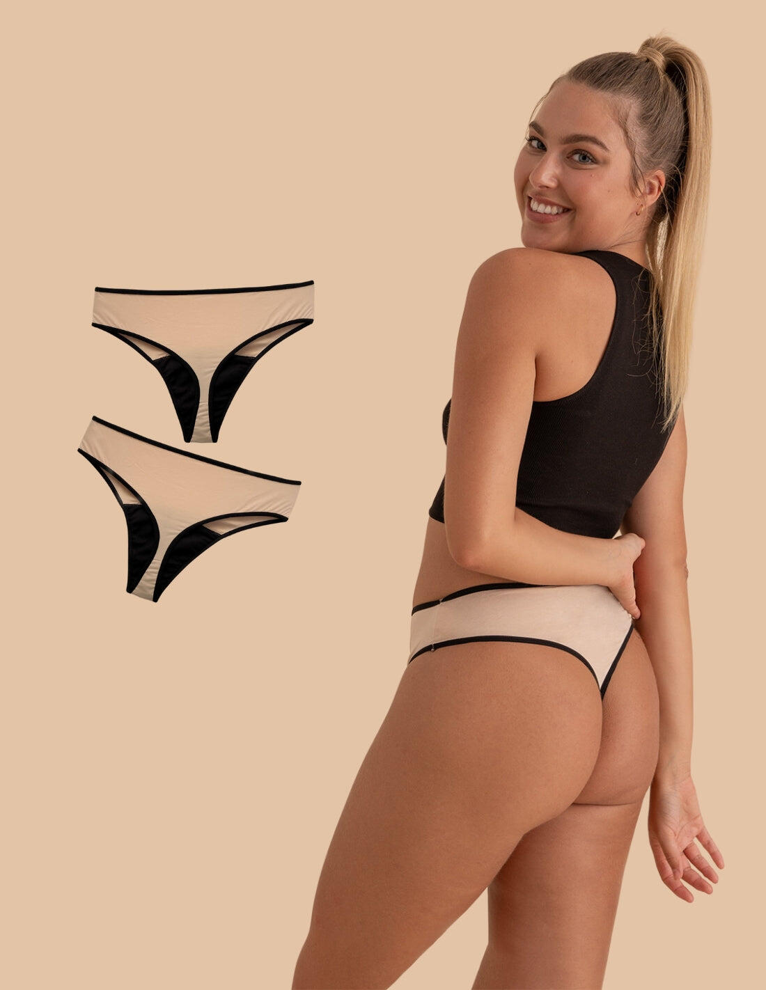 ANAISSA Pack 2 Menstruations-Strings mit mäßigem Fluss