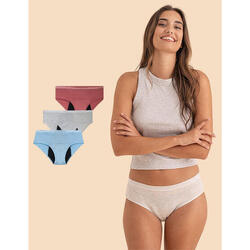 Pack-3 Culottes menstruelles sans couture, flux important, Ayub