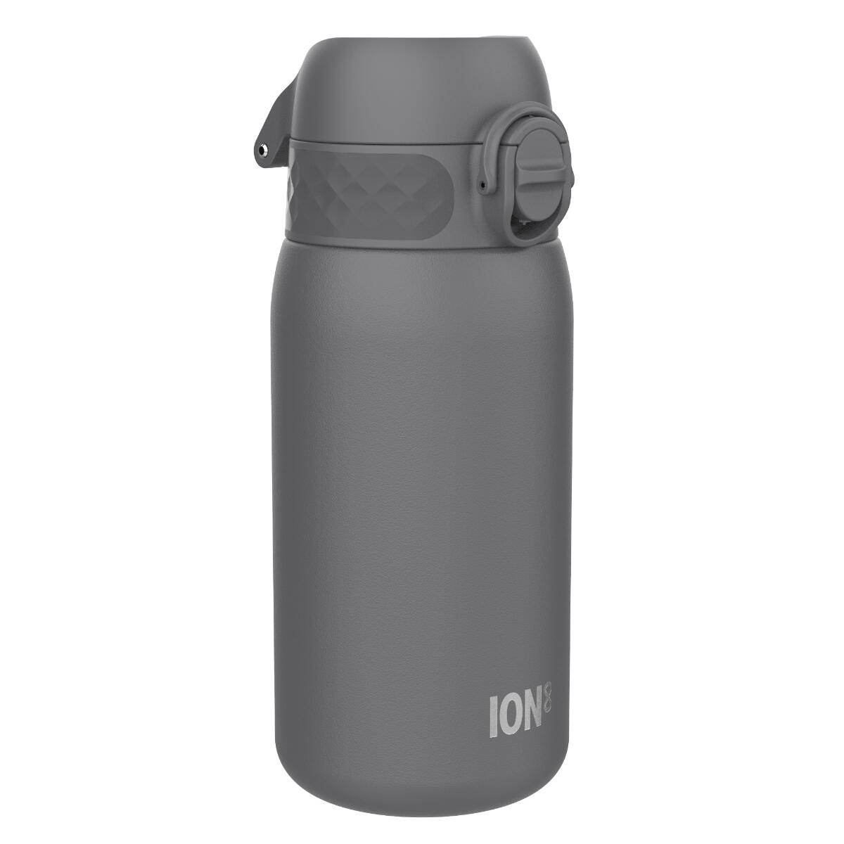 ION8 Leak Proof Water Bottle, Stainless Steel, Grey, 400ml (13oz)