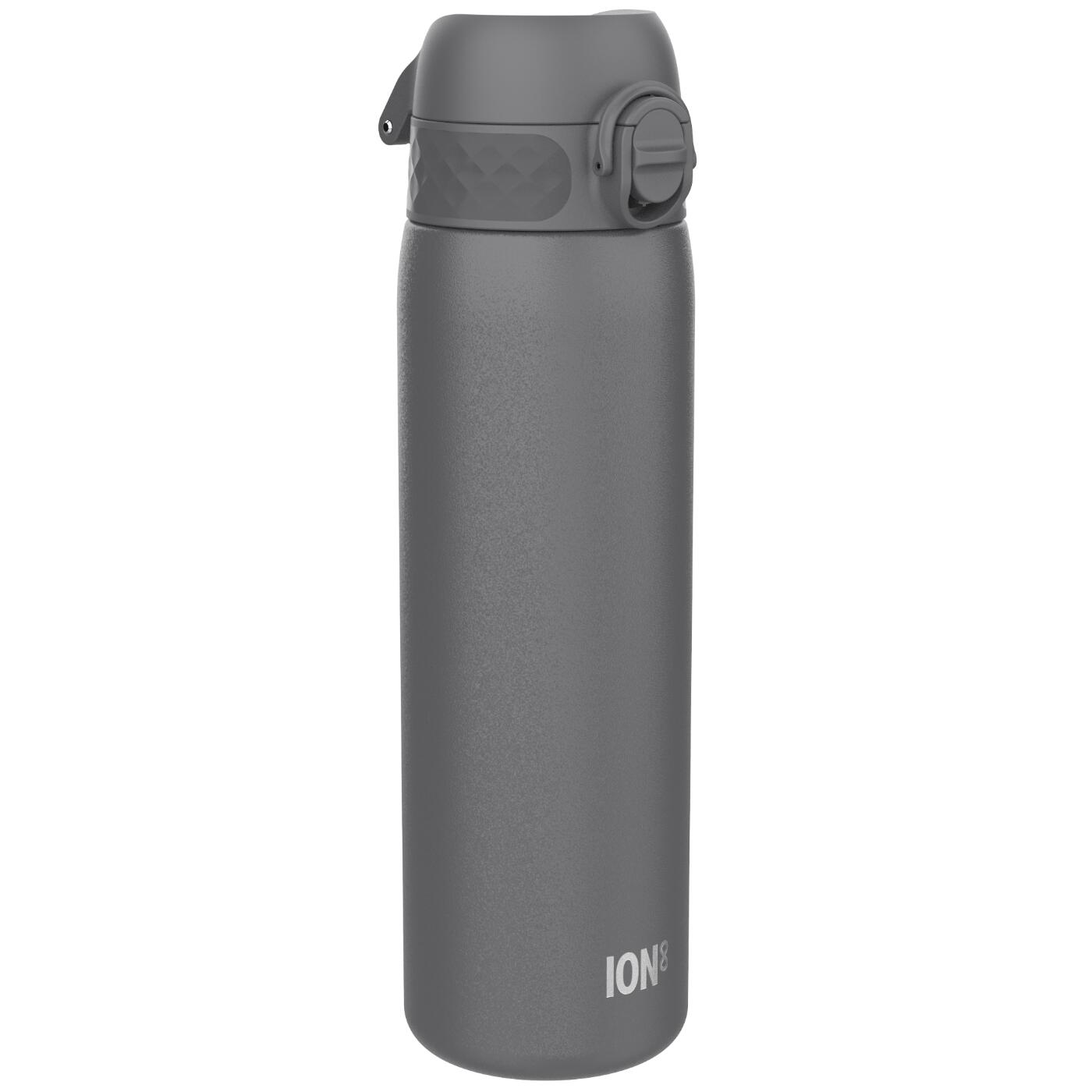 ION8 Leak Proof Slim Water Bottle, Stainless Steel, Grey, 600ml (20oz)