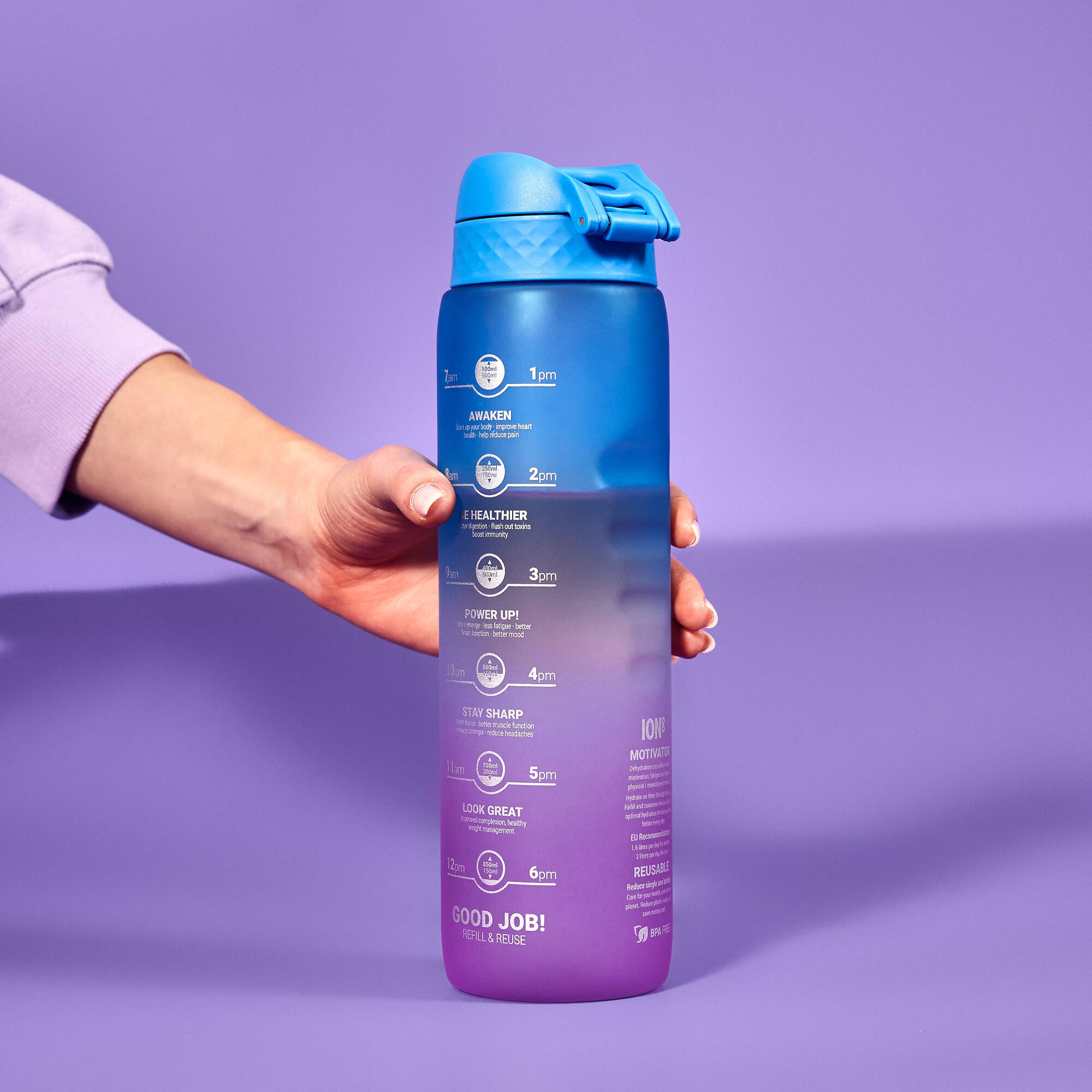 Butelka motywacyjna z miarką ION8 MOTIVATOR BPA Free 2/8