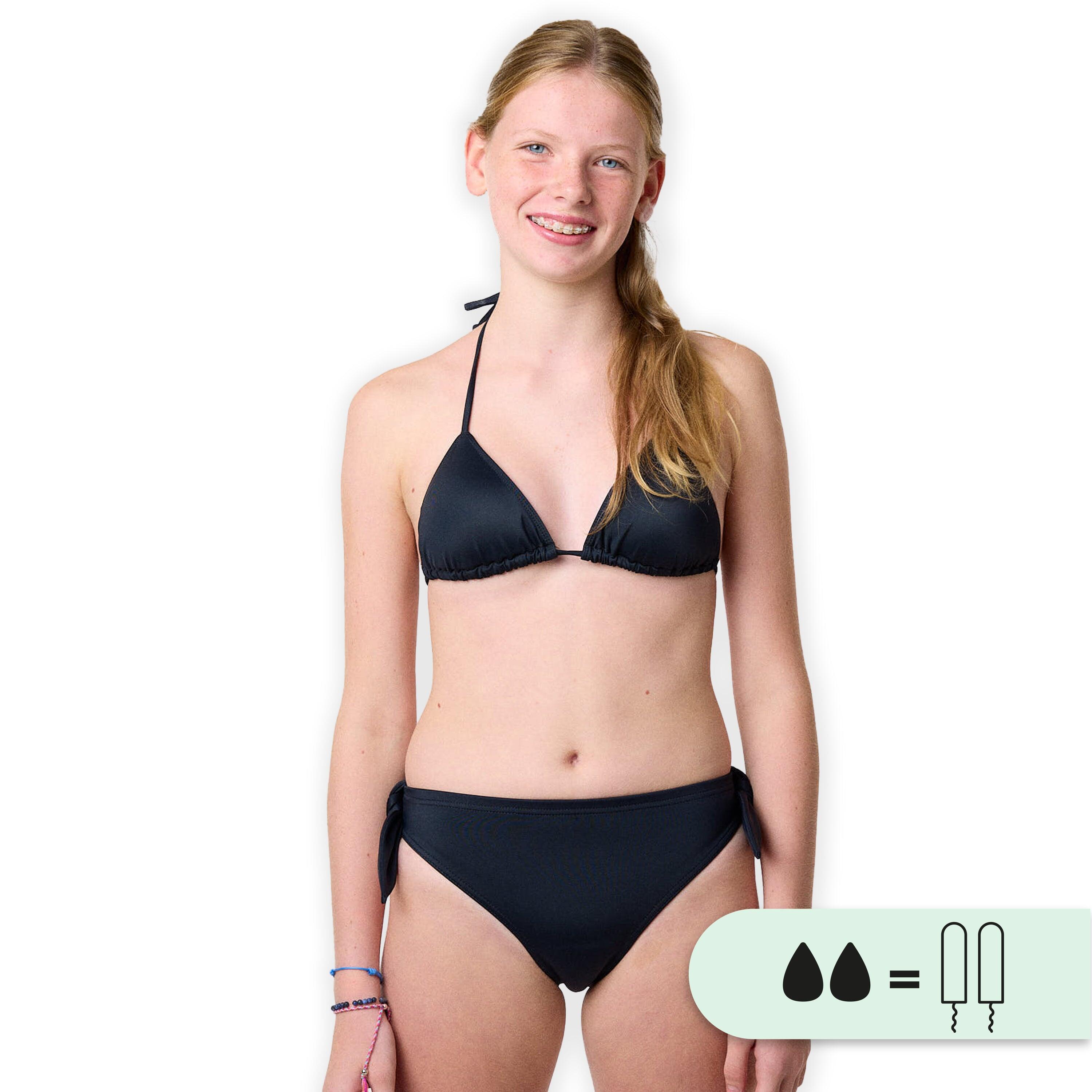 Smoon - Bas De Maillot De Bain Menstruel À Nœuds Étanche - Culotte Ado - Flux Moyen - Maillot De Bain 1 Pièce - Noir - 10 À 12 Ans - Decathlon