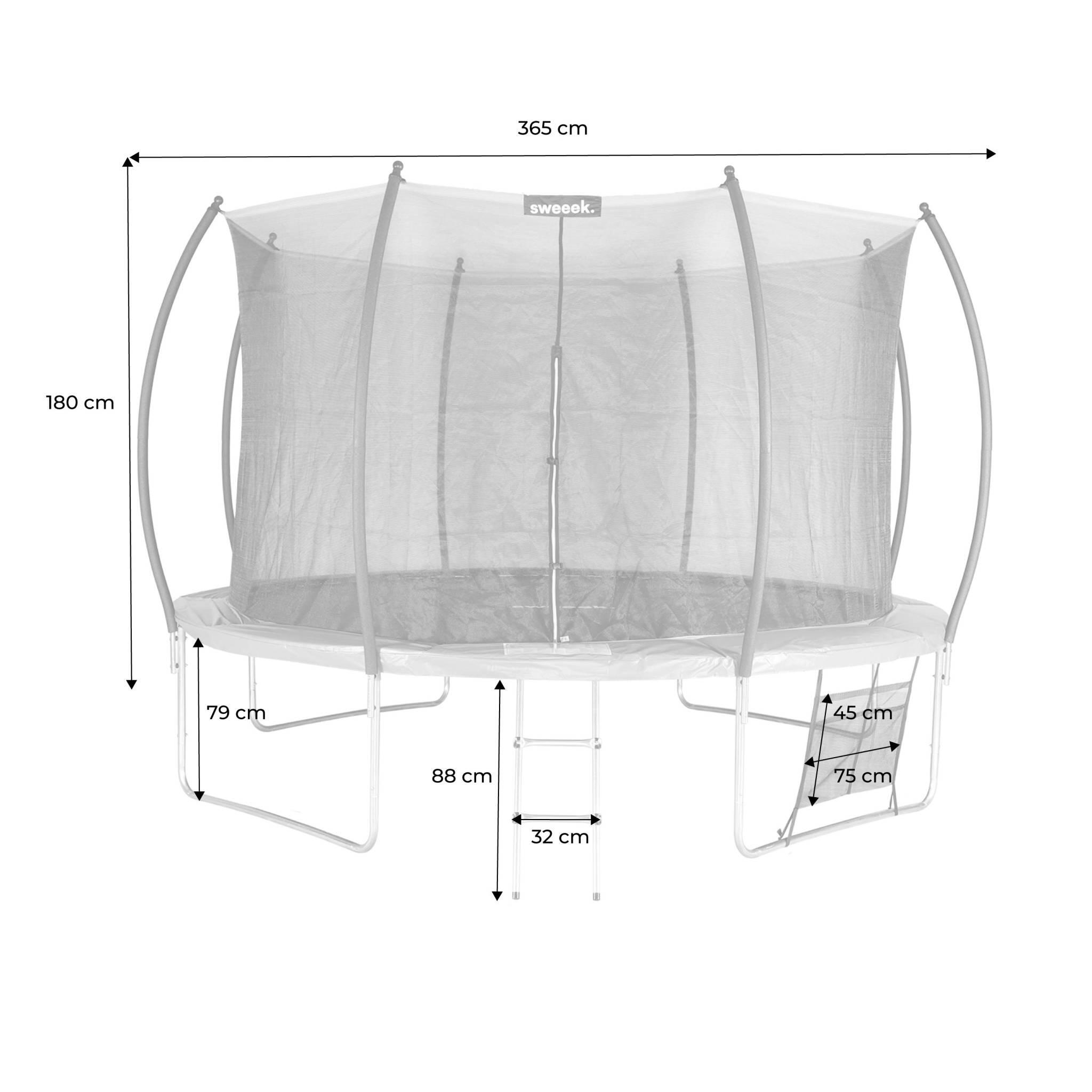 Trampolino 370cm con rete interna e pacchetto accessori, Grigio 2/5
